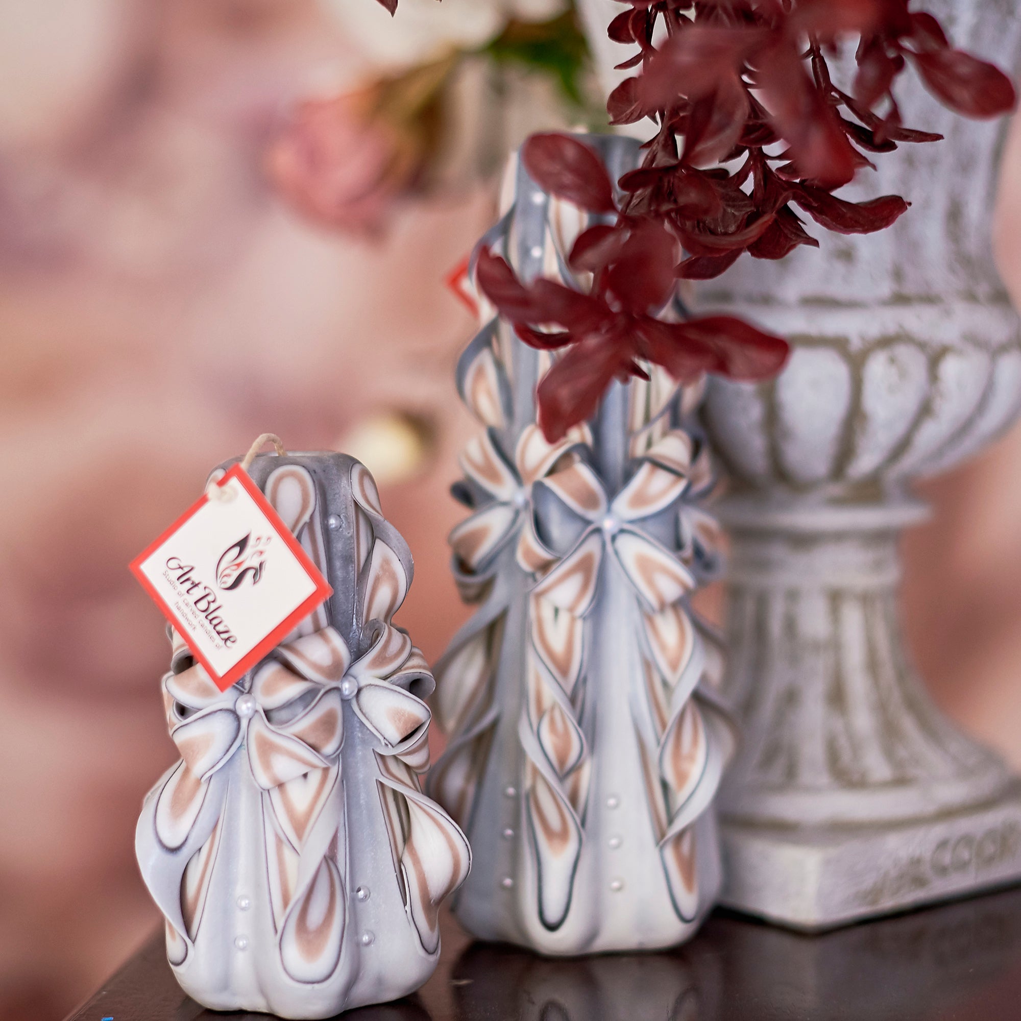 Juego de velas talladas "Encaje delicado"