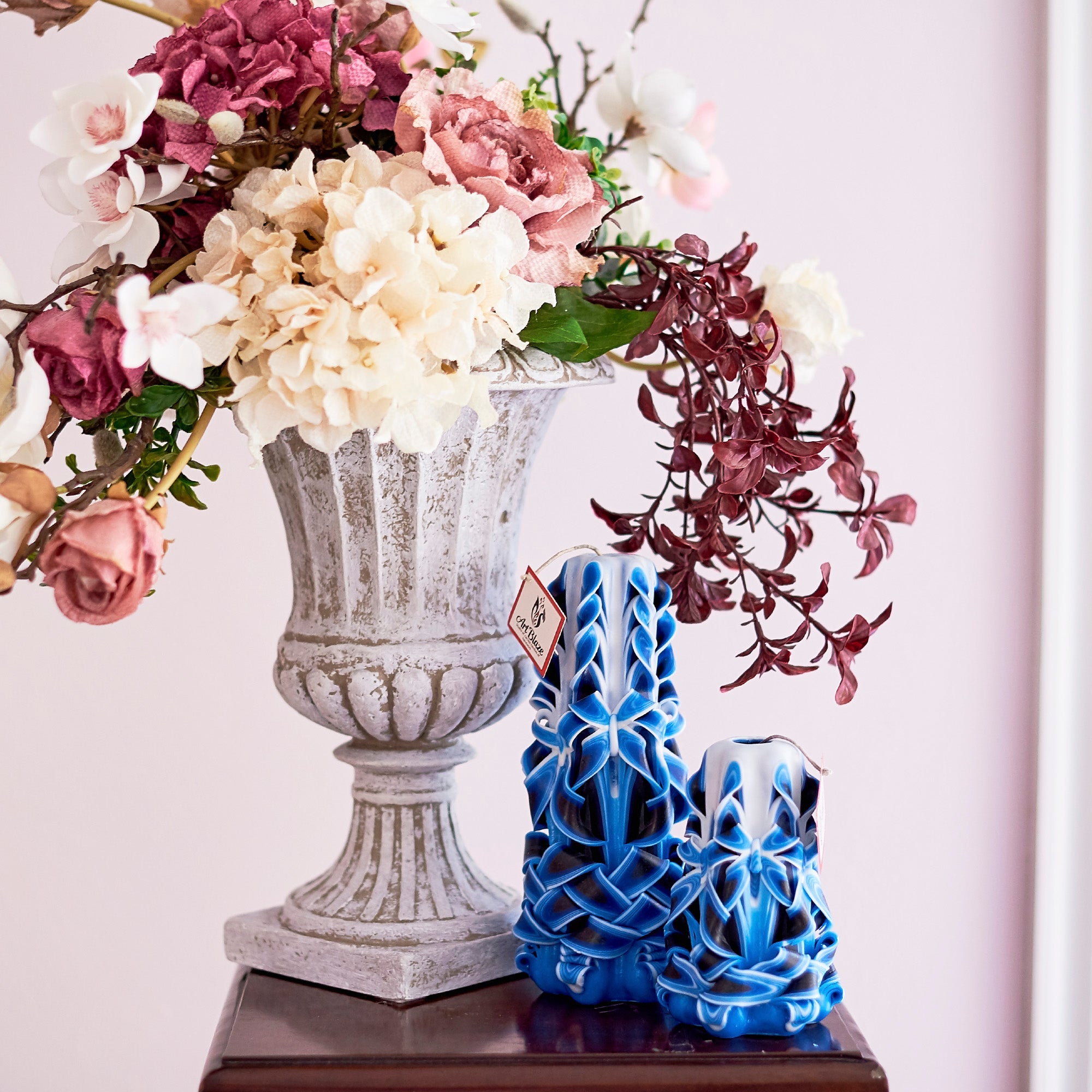 Juego de velas talladas "Ola marina"