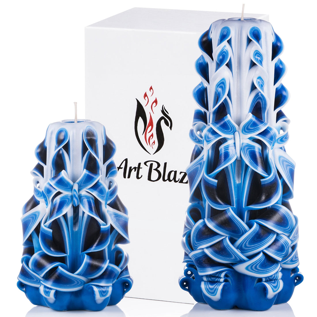 Juego de velas talladas "Ola marina"