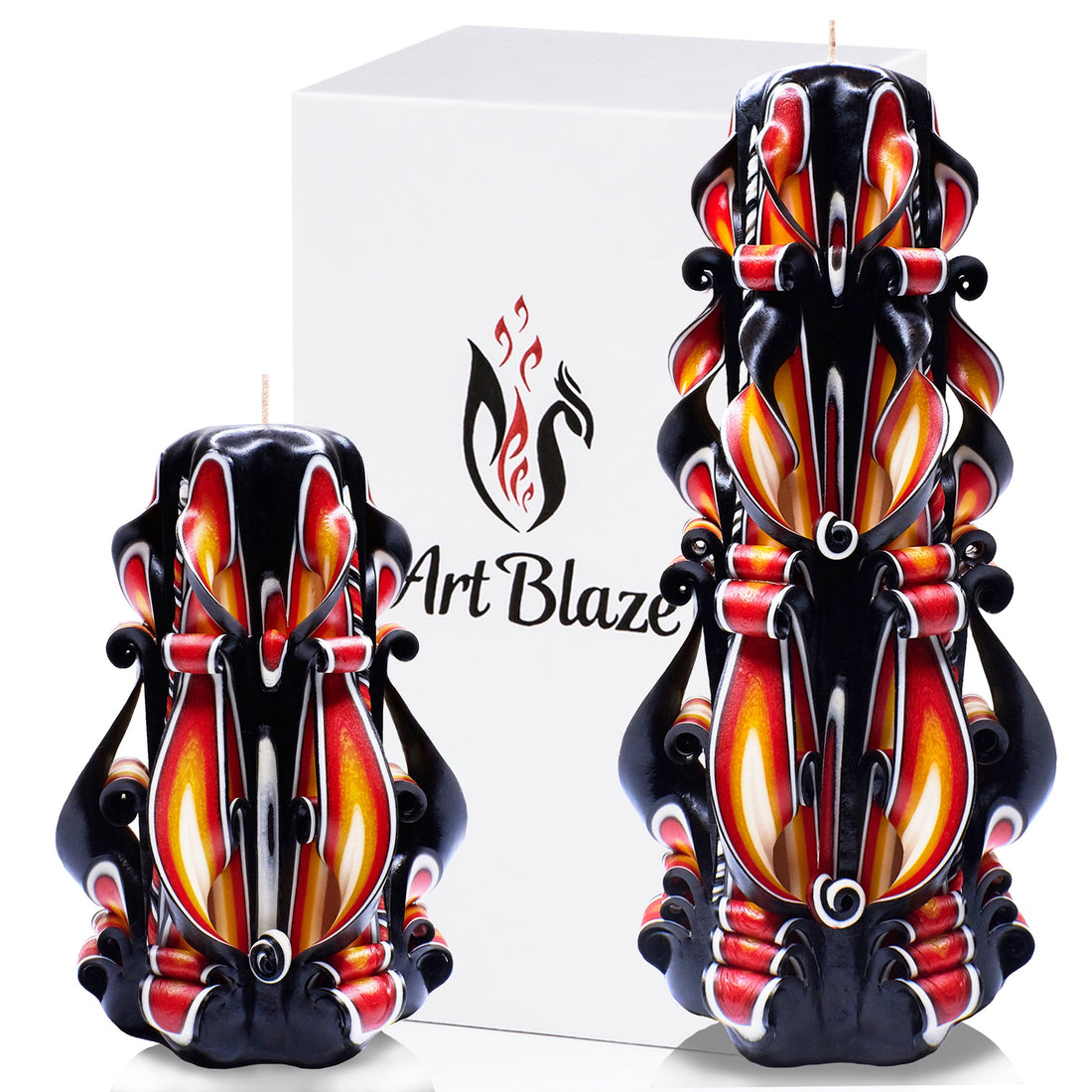 Juego de velas talladas "Llama Ámbar"