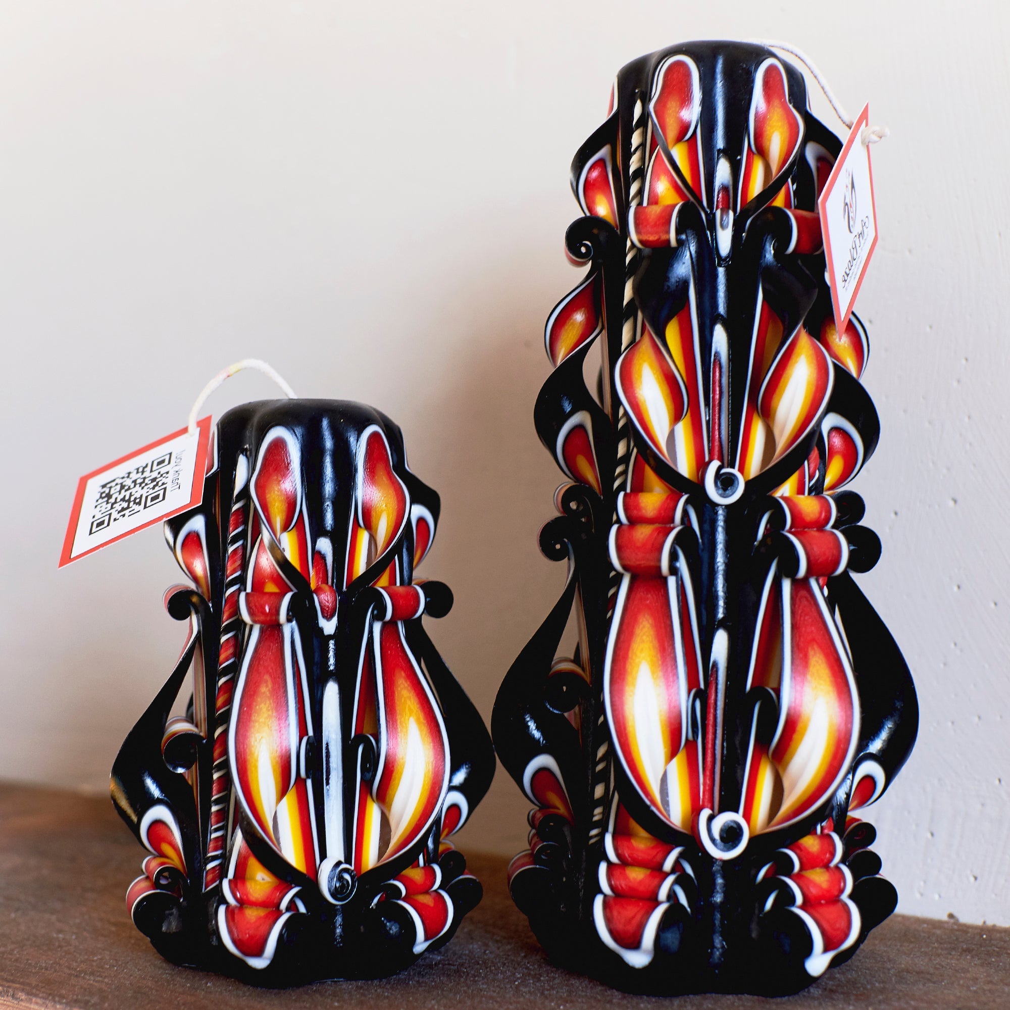 Juego de velas talladas "Llama Ámbar"