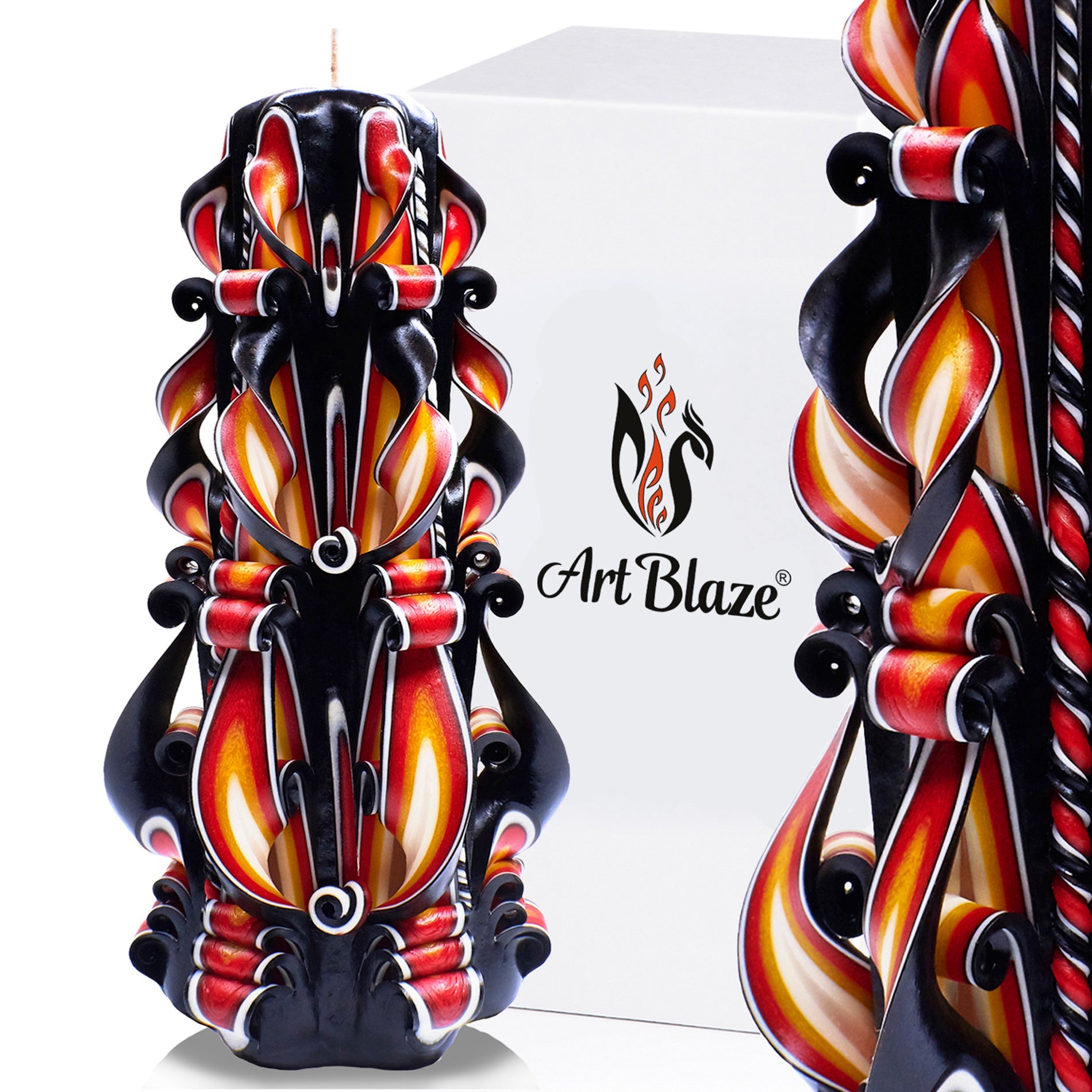 Vela tallada "Llama Ámbar" grande