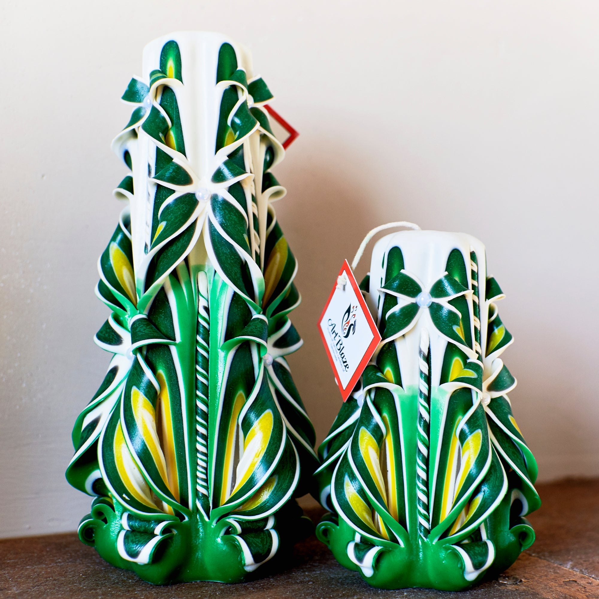 Juego de velas talladas "Campo de verano"