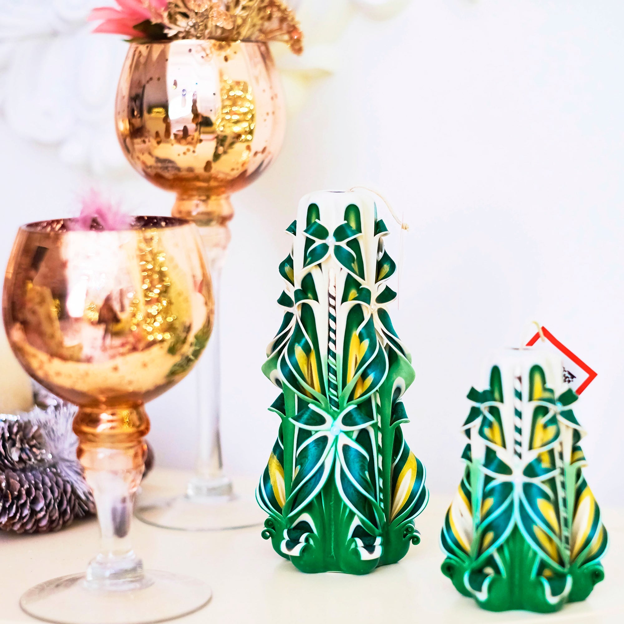 Juego de velas talladas "Campo de verano"