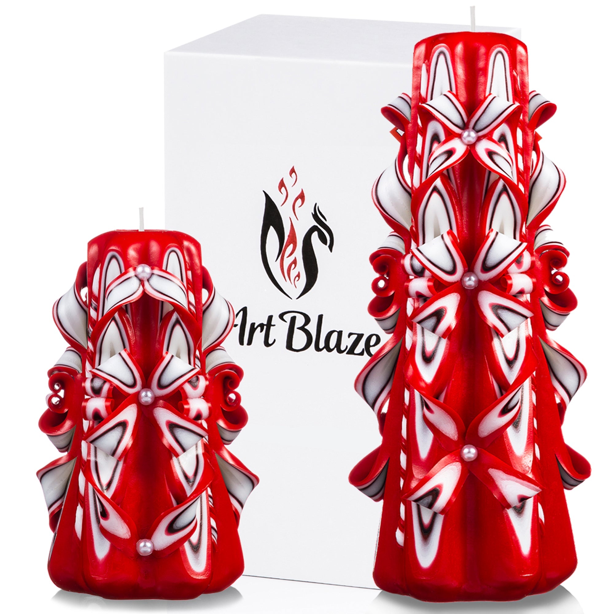 Juego de velas talladas "Velas escarlatas"