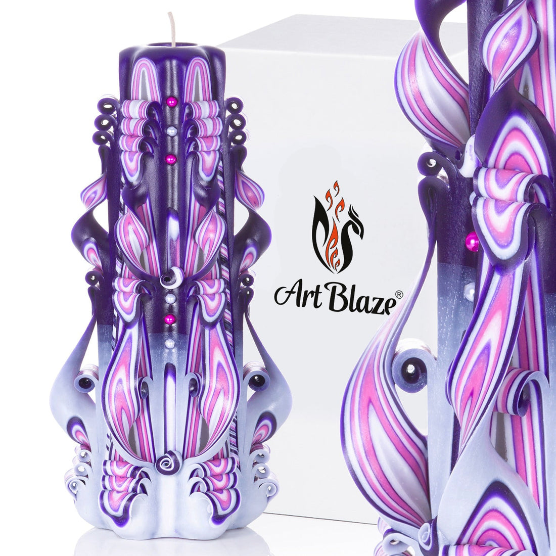 Vela tallada "Atardecer lila" grande