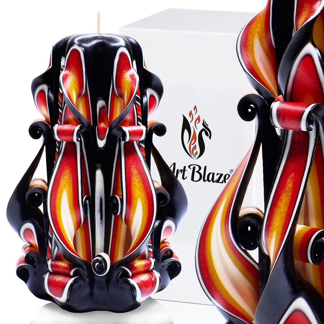 Vela tallada "Llama Ámbar" pequeña