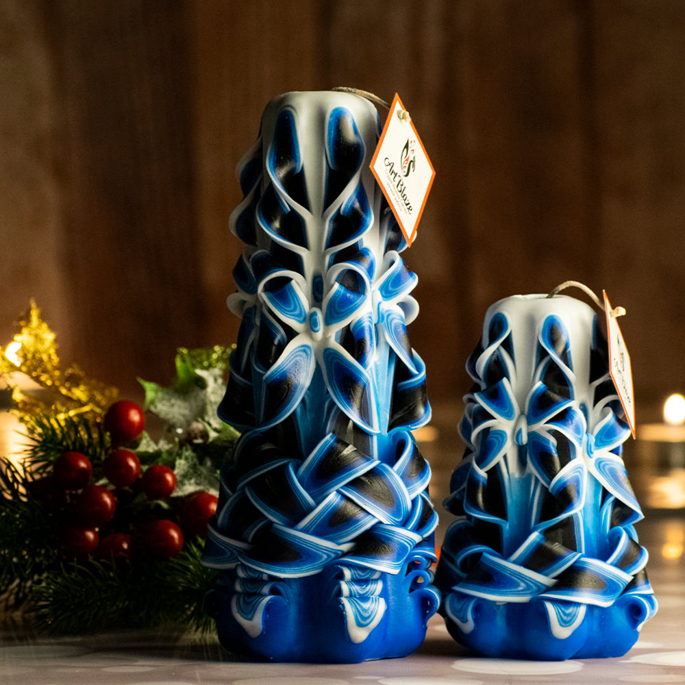 Juego de velas talladas "Ola marina"