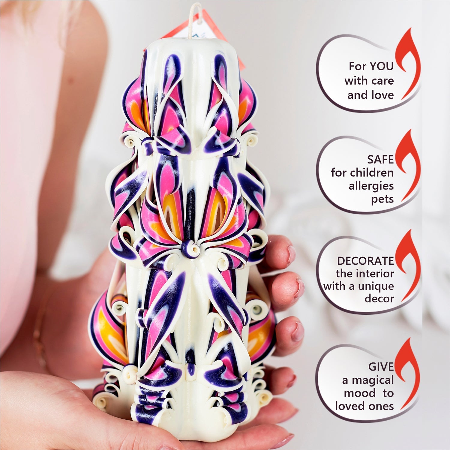 Vela tallada "Perla real" grande