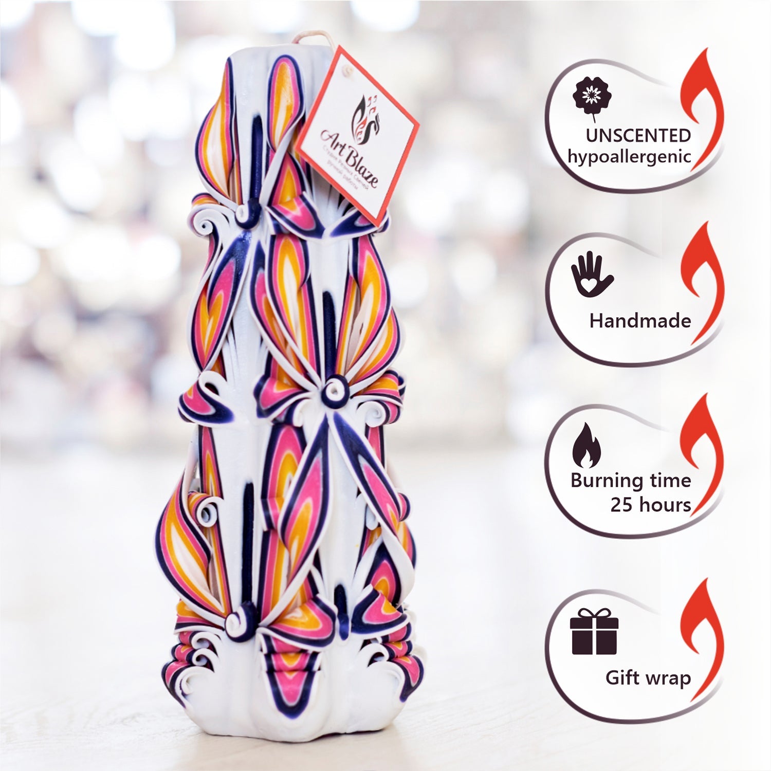 Vela tallada "Perla real" grande