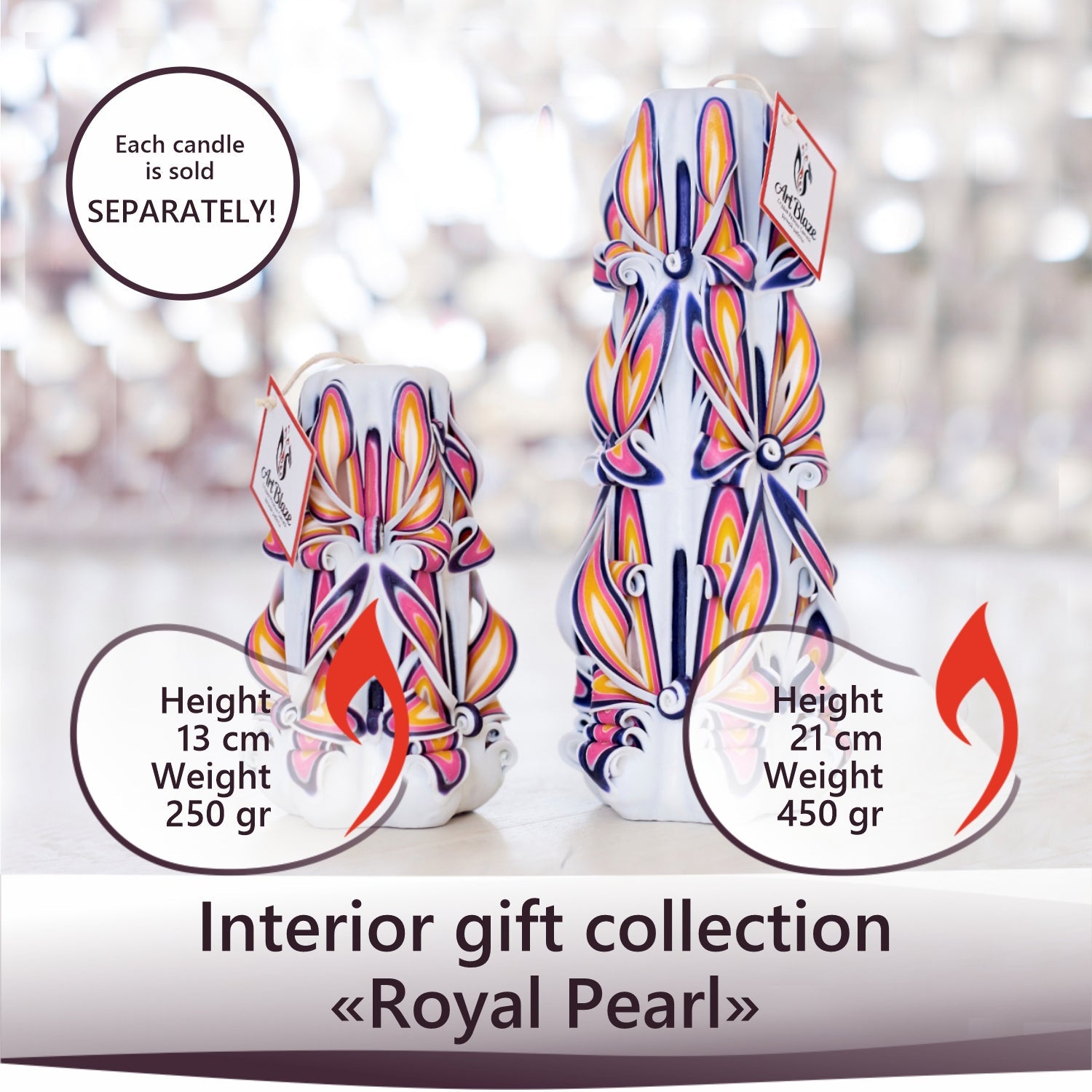 Vela tallada "Perla real" grande