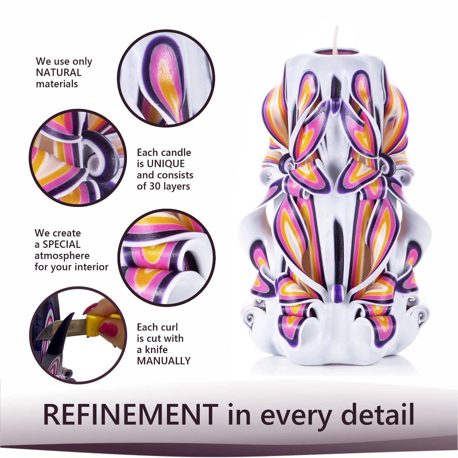 Vela tallada "Perla real" pequeña