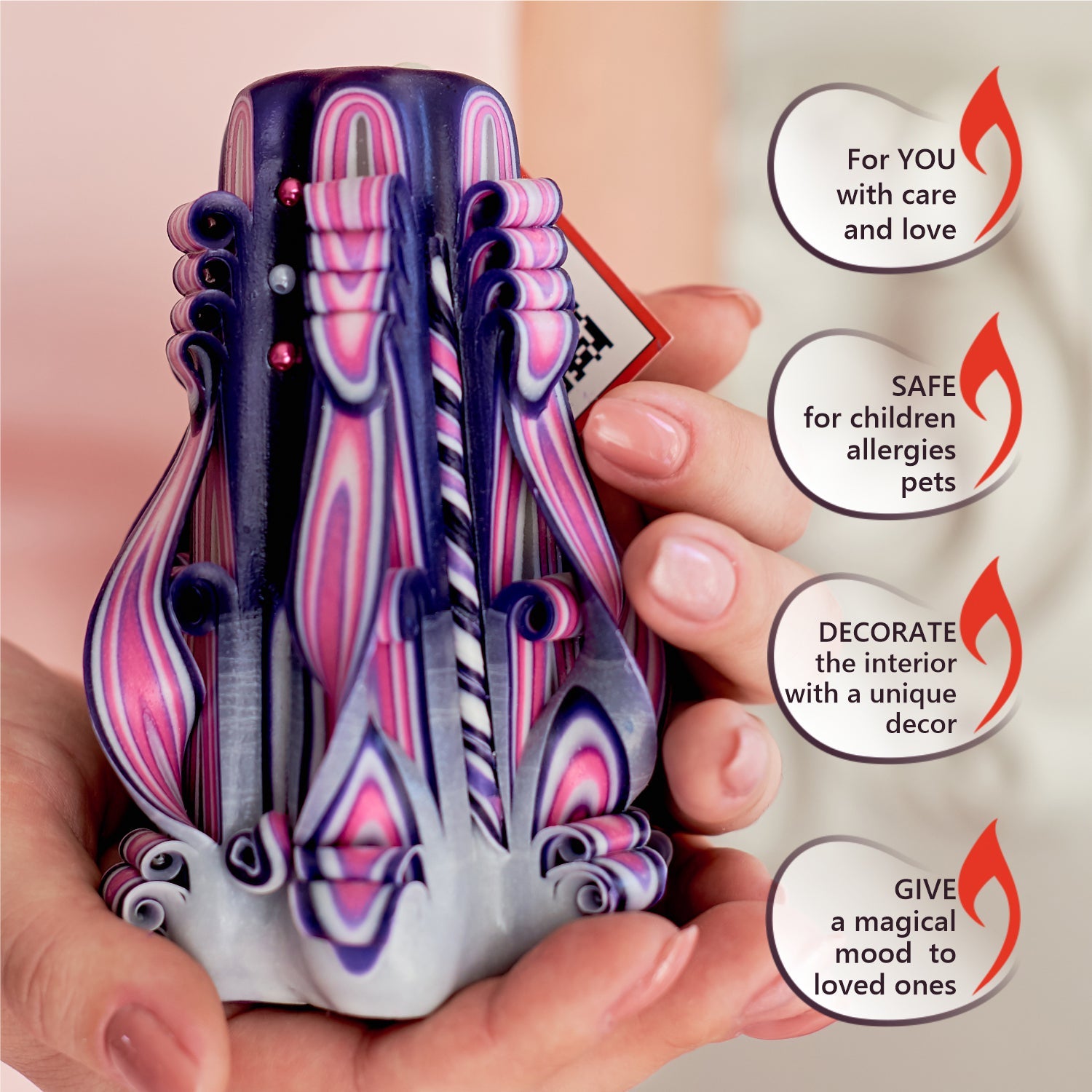 Vela tallada "Atardecer lila" pequeña