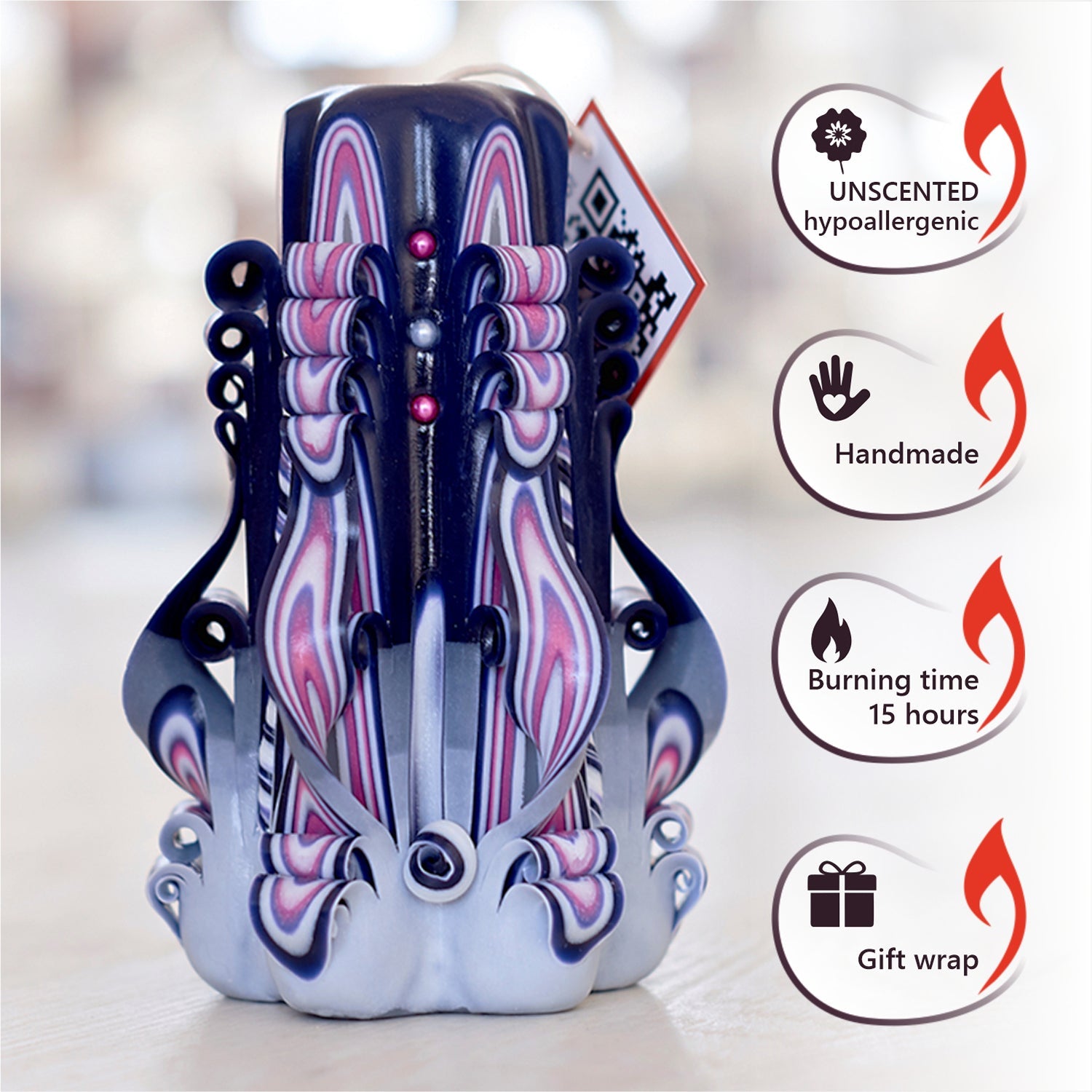 Vela tallada "Atardecer lila" pequeña