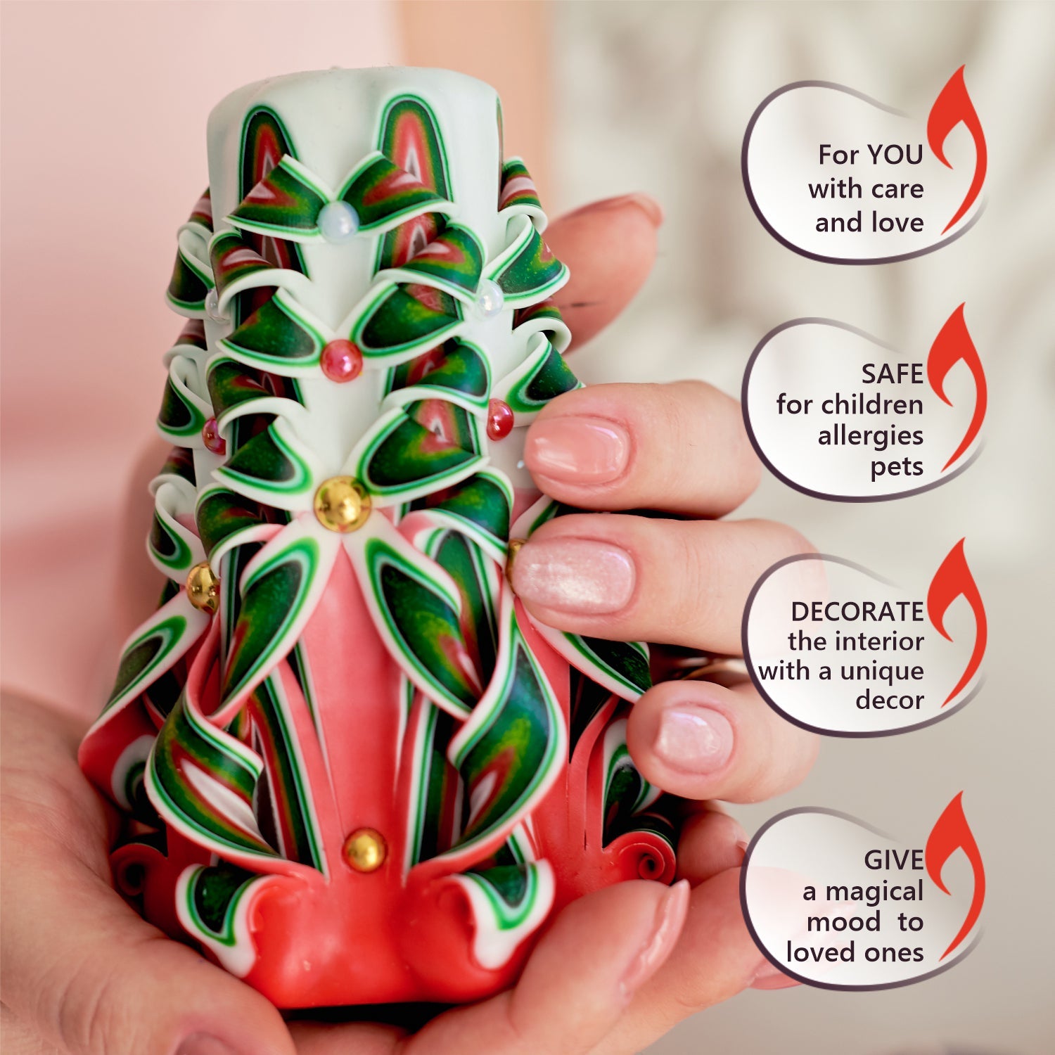 Vela tallada "Cóctel festivo" pequeña