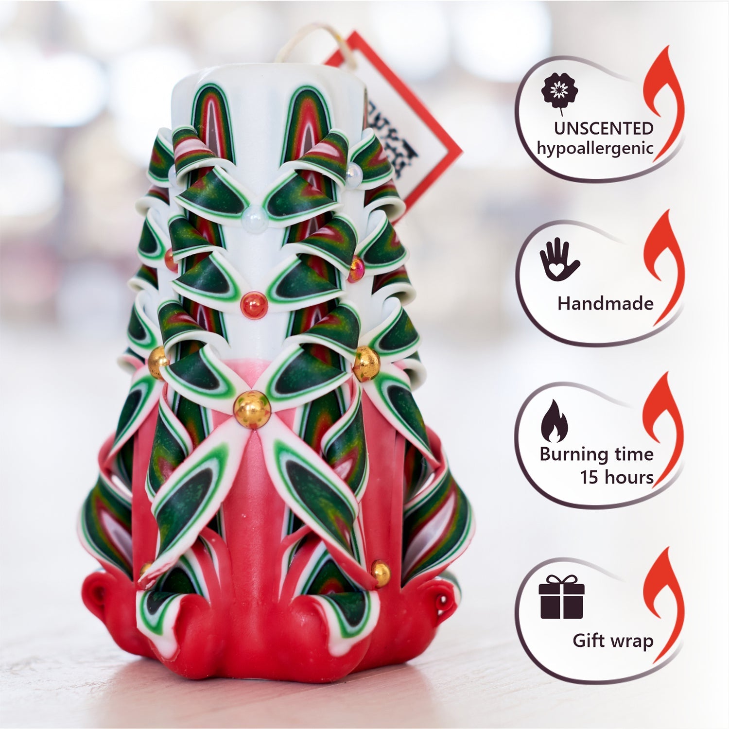 Vela tallada "Cóctel festivo" pequeña