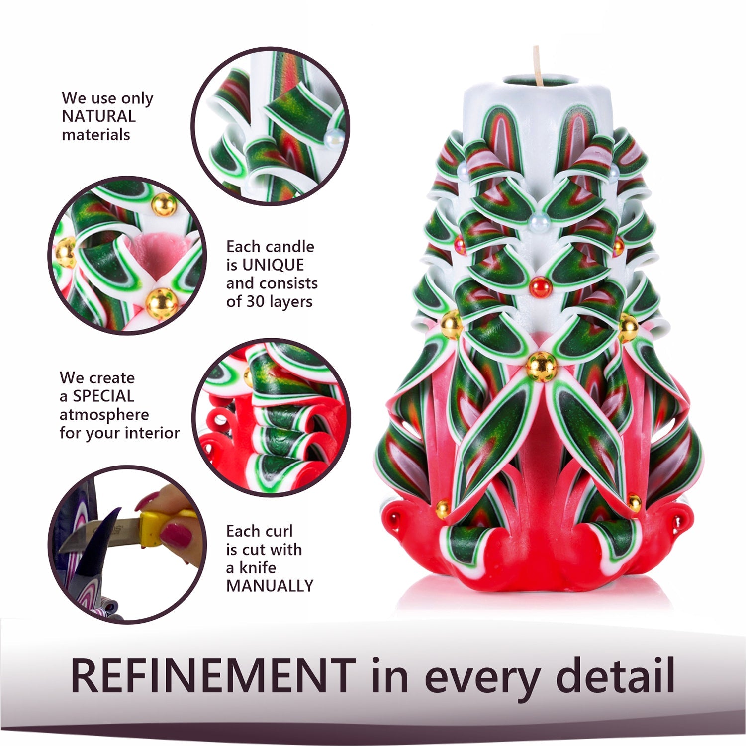 Vela tallada "Cóctel festivo" pequeña