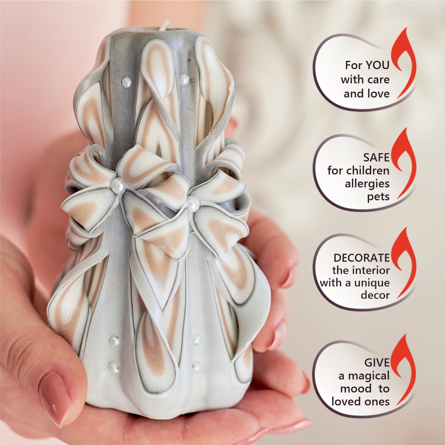 Vela tallada "Encaje delicado" pequeña