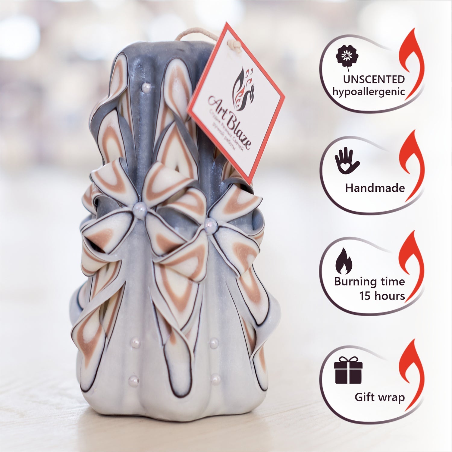 Vela tallada "Encaje delicado" pequeña