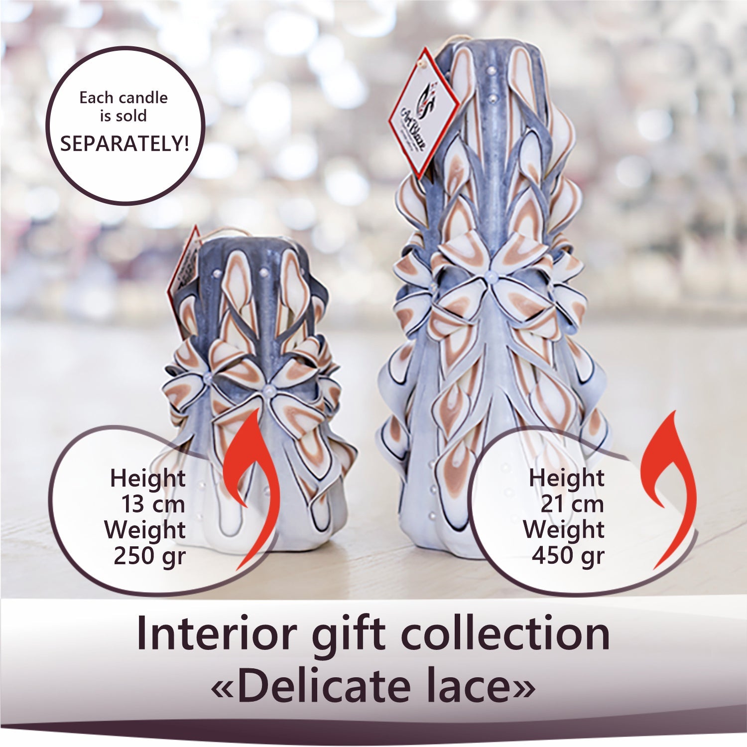 Vela tallada "Encaje delicado" pequeña