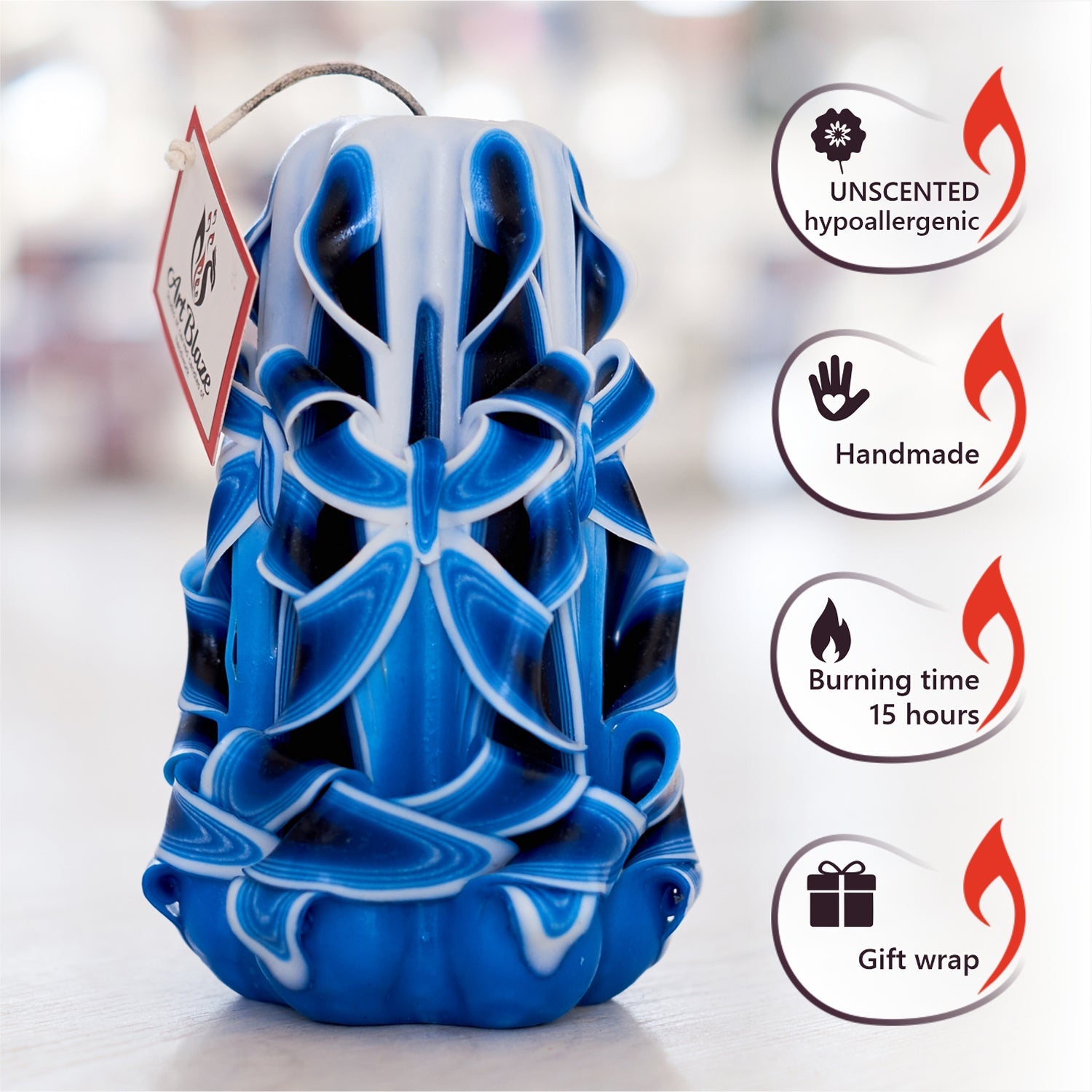 Vela tallada "Ola marina" pequeña