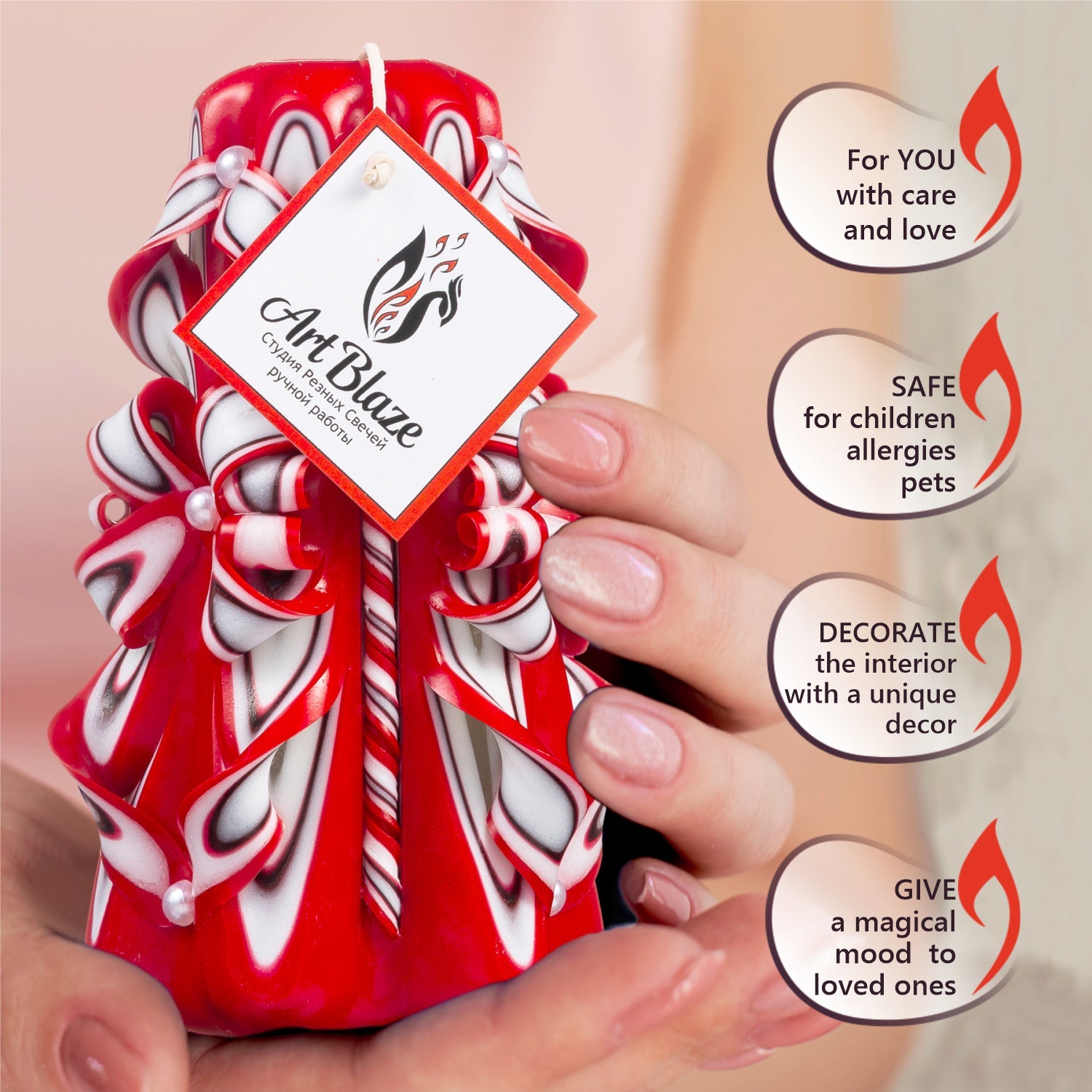 Vela tallada "Velas escarlatas" pequeña