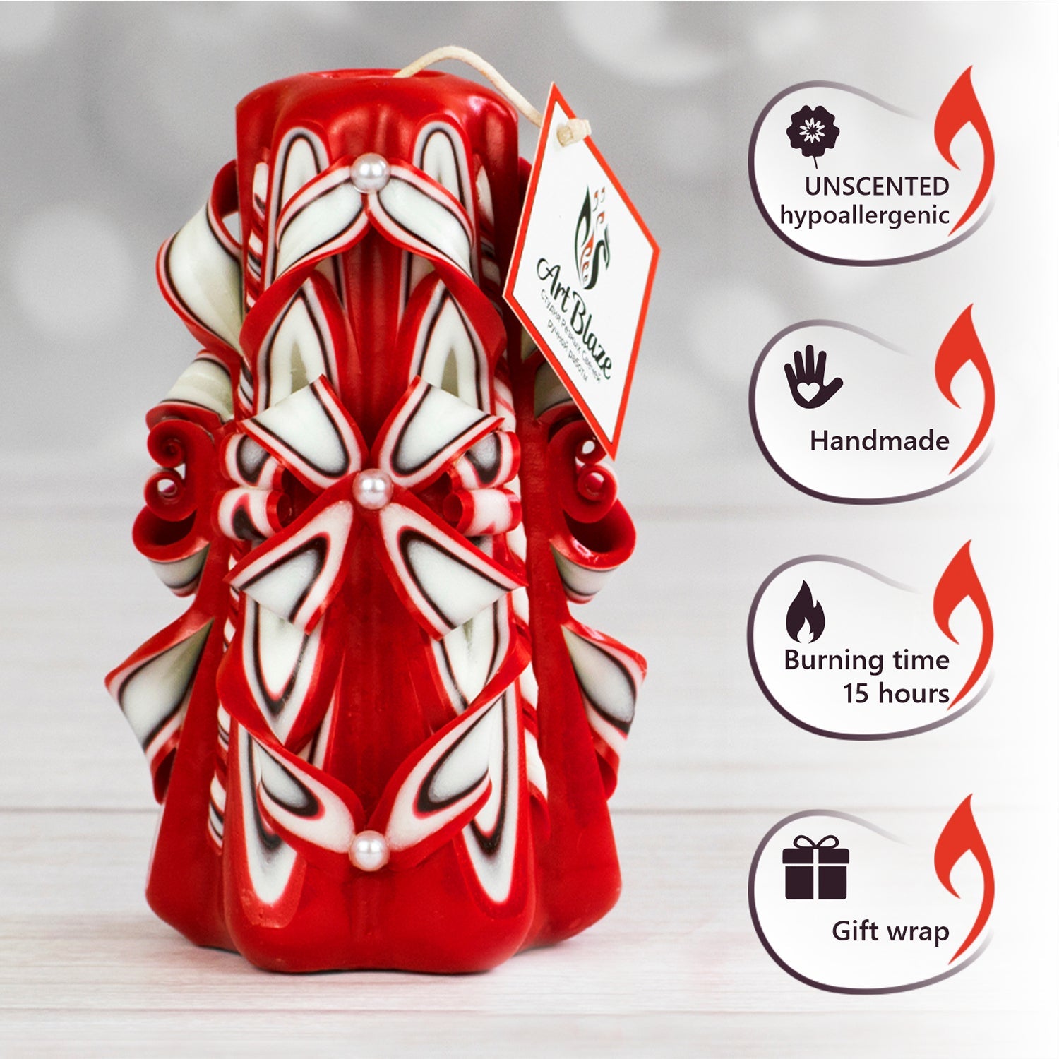 Vela tallada "Velas escarlatas" pequeña