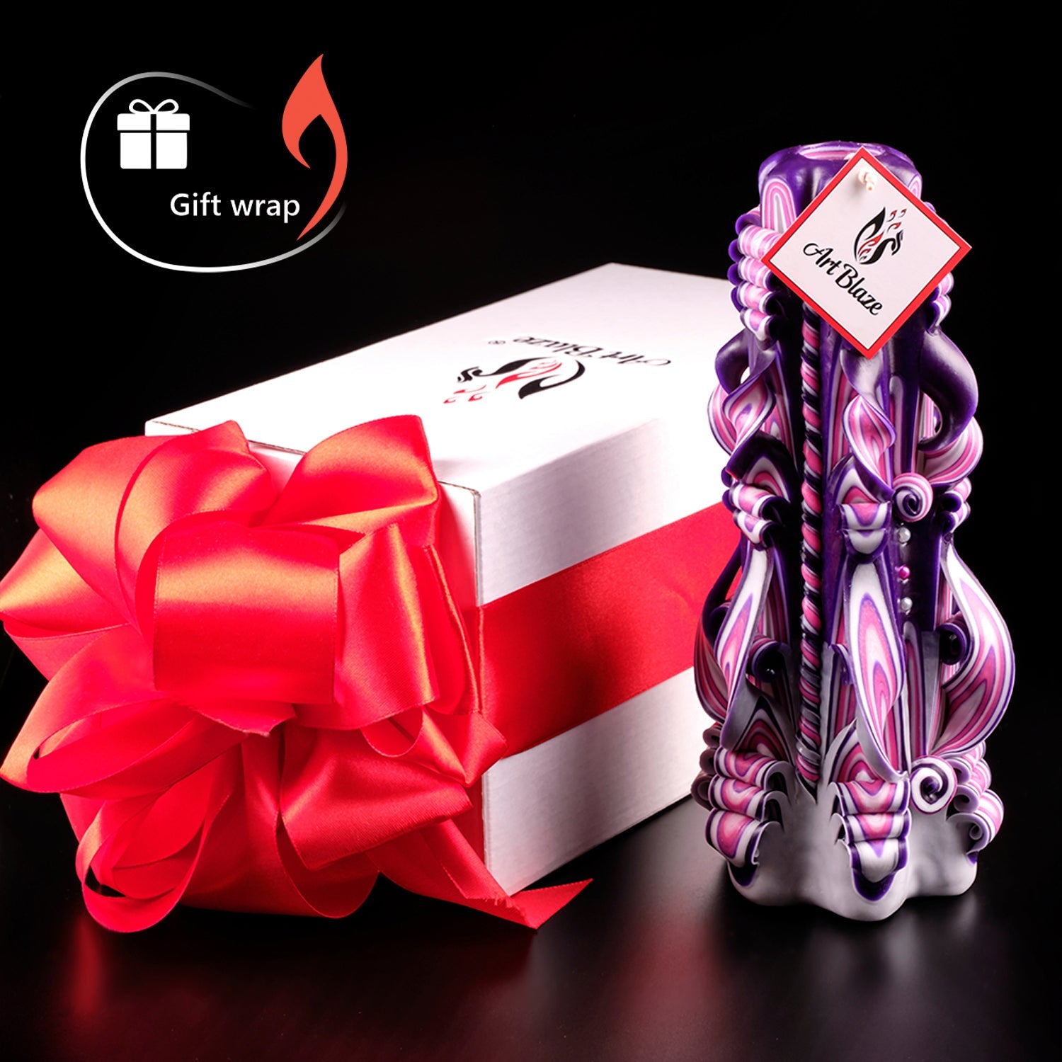 Juego de velas talladas "Atardecer lila"