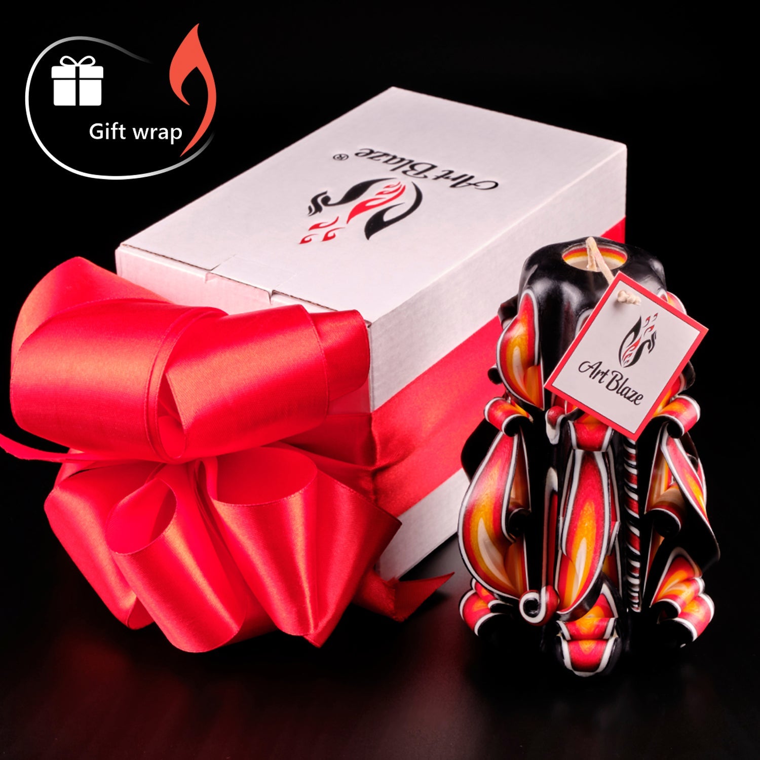 Juego de velas talladas "Llama Ámbar"