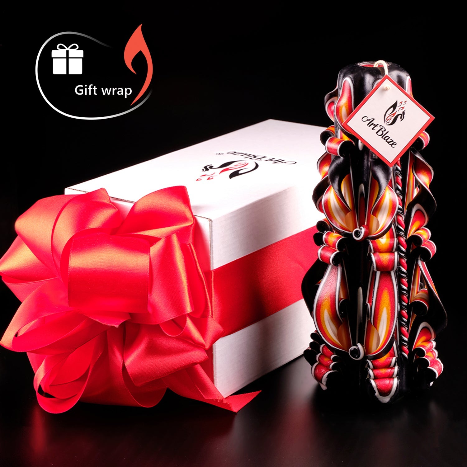 Juego de velas talladas "Llama Ámbar"