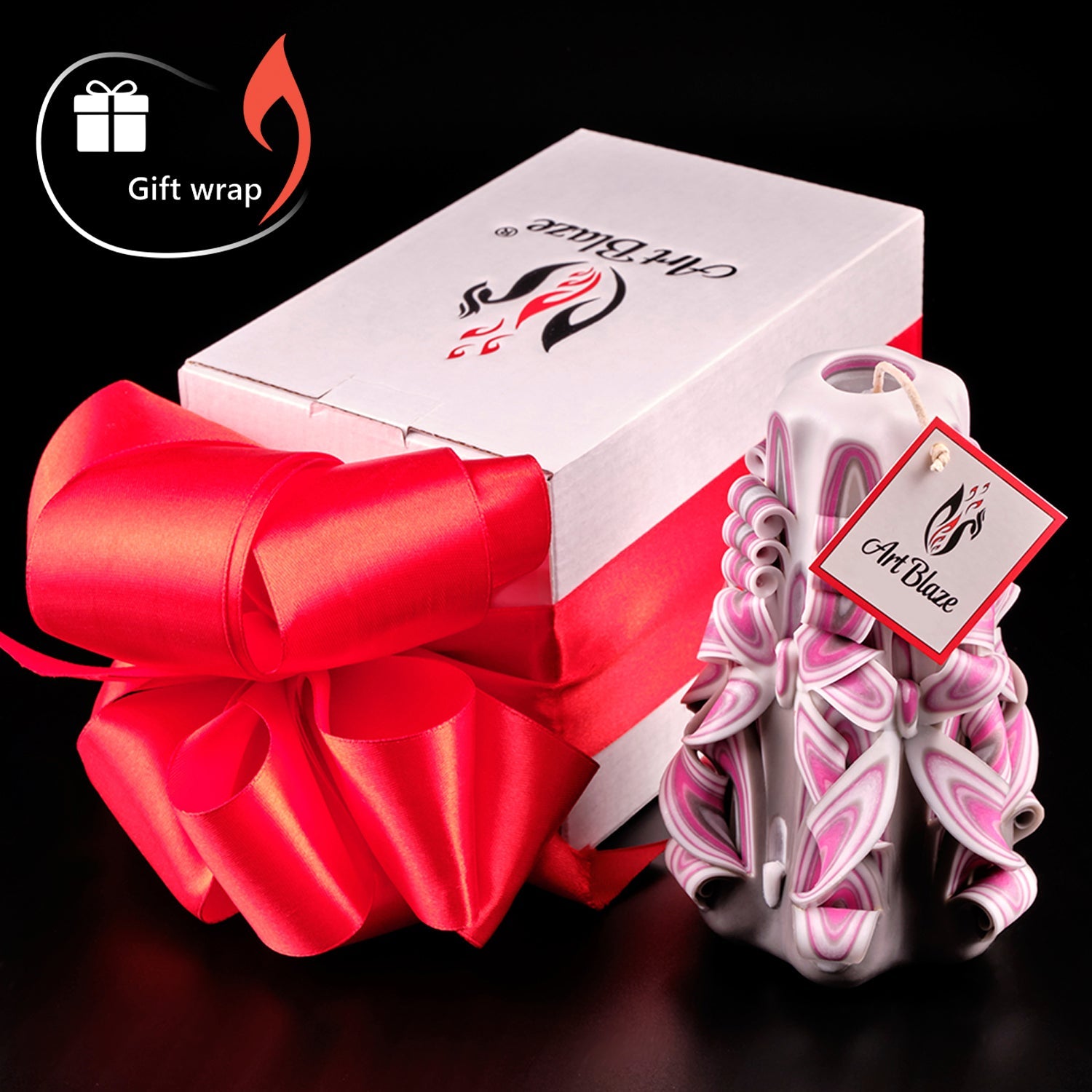 Vela tallada "Niebla de frambuesa" pequeña