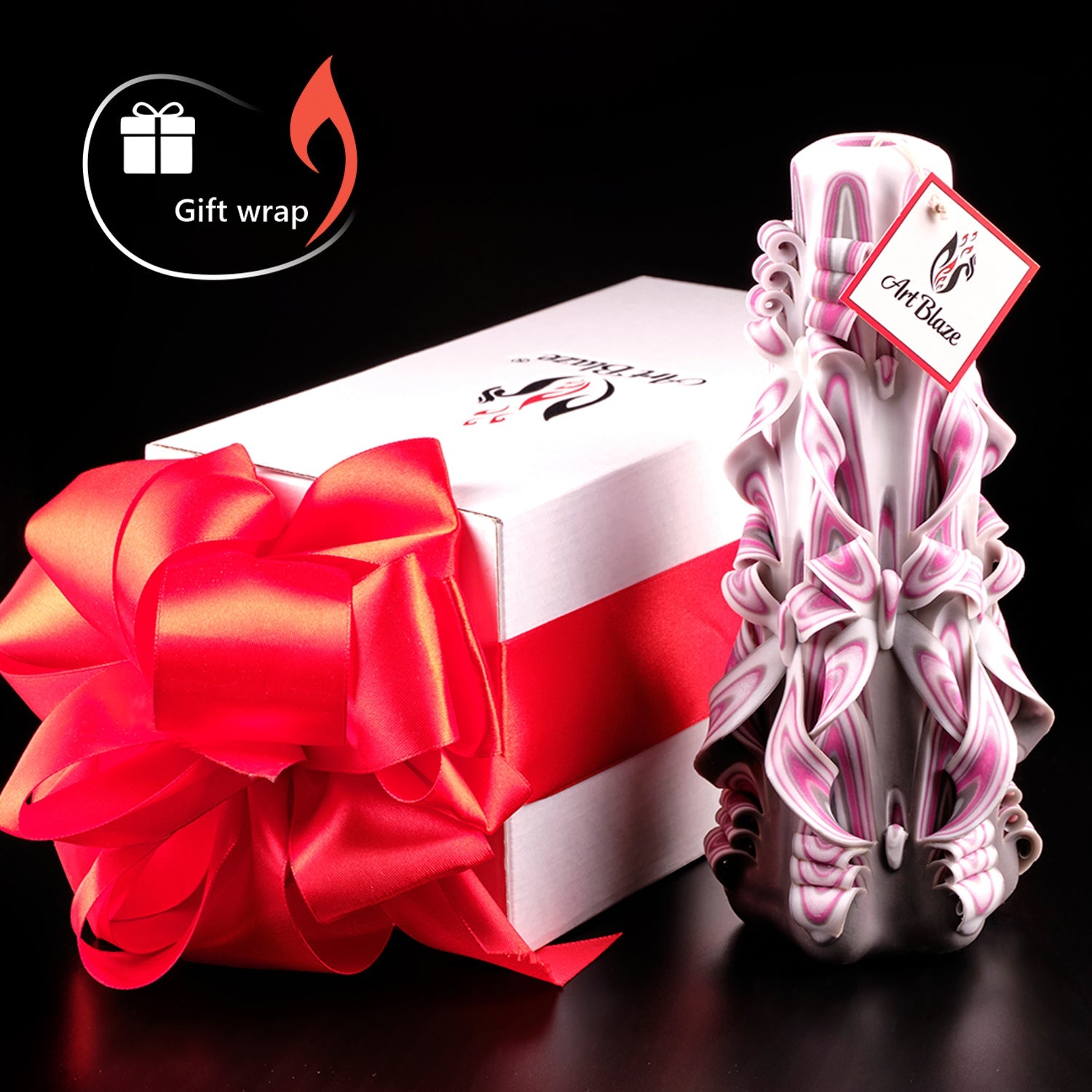 Juego de velas talladas "Niebla de frambuesa"