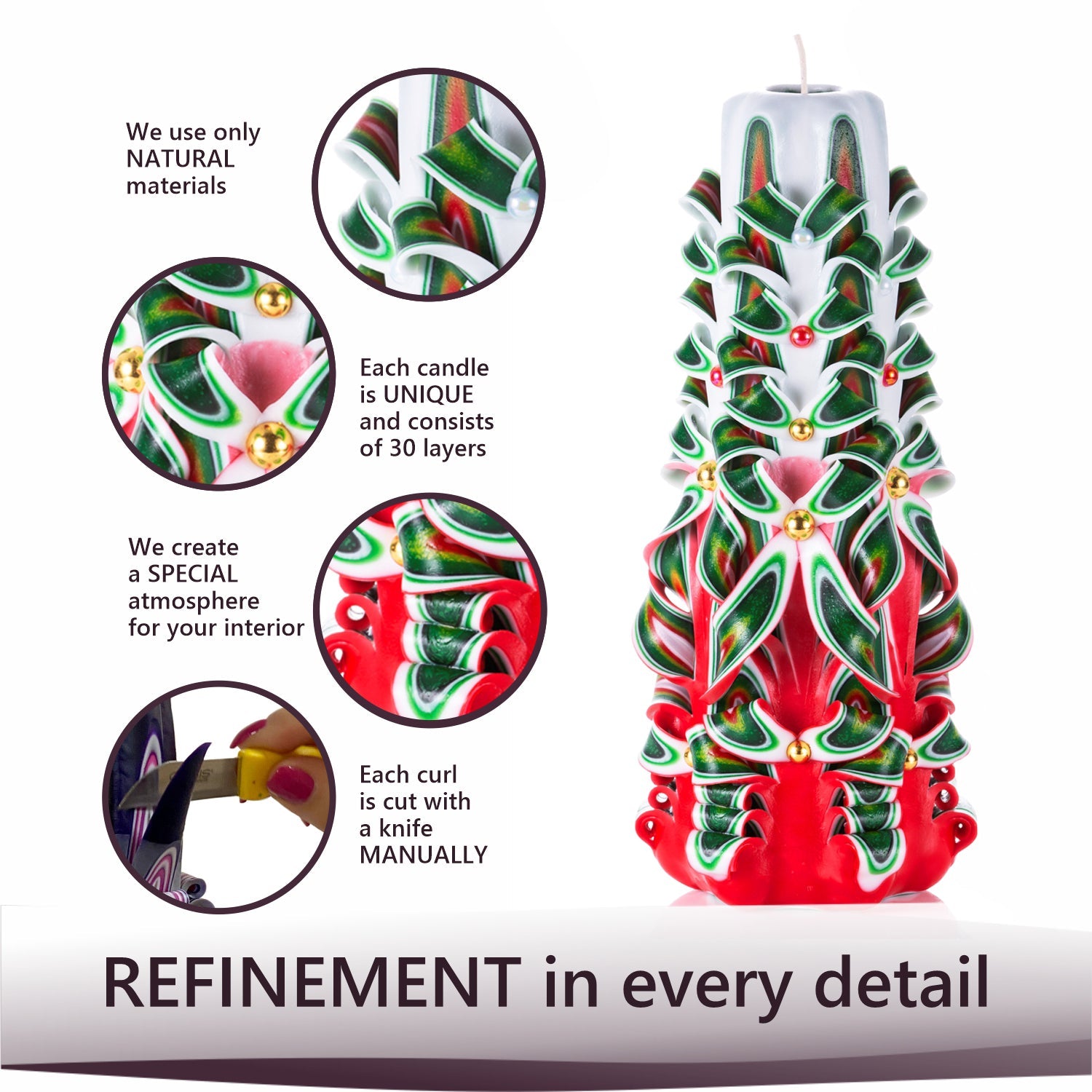 Vela tallada "Cóctel festivo" grande