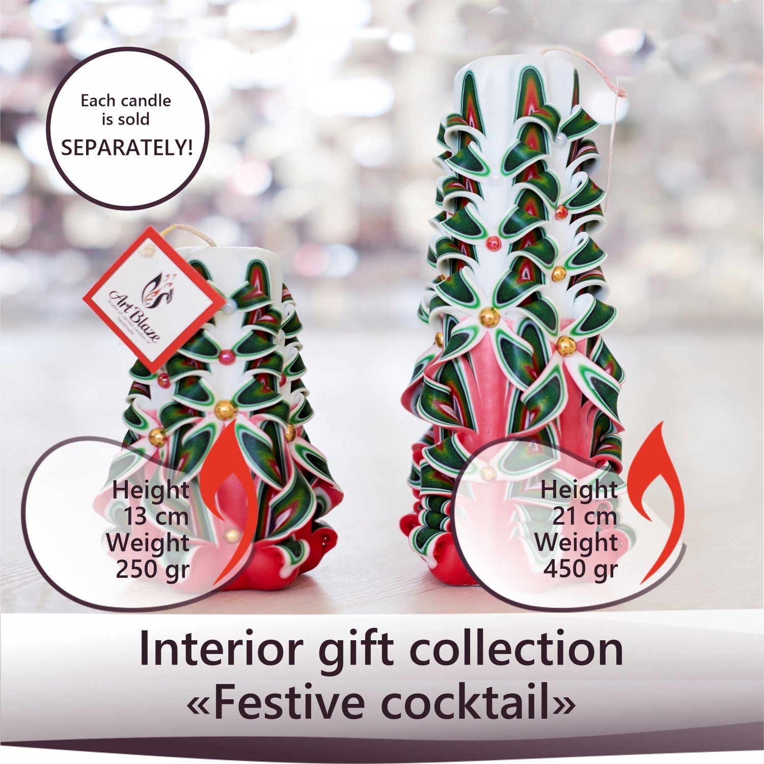 Vela tallada "Cóctel festivo" grande