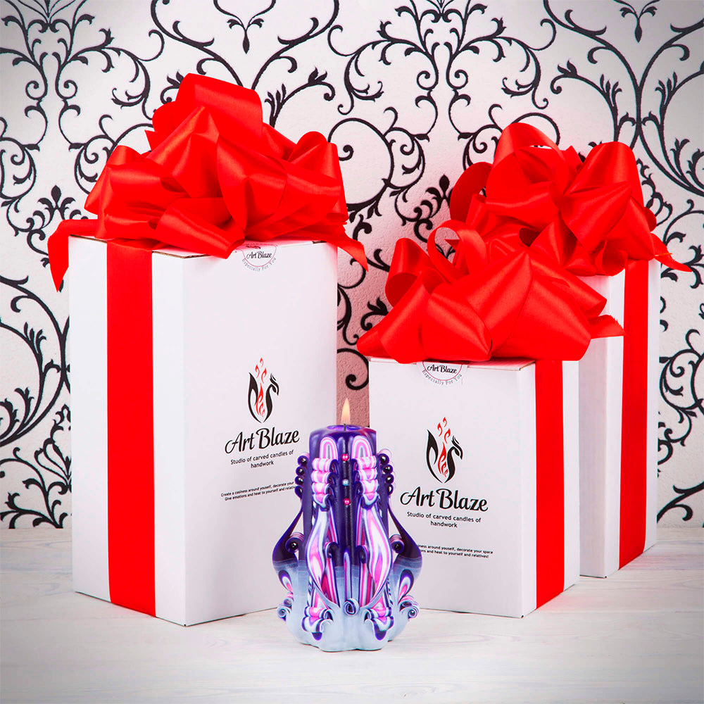 Vela tallada "Atardecer lila" pequeña