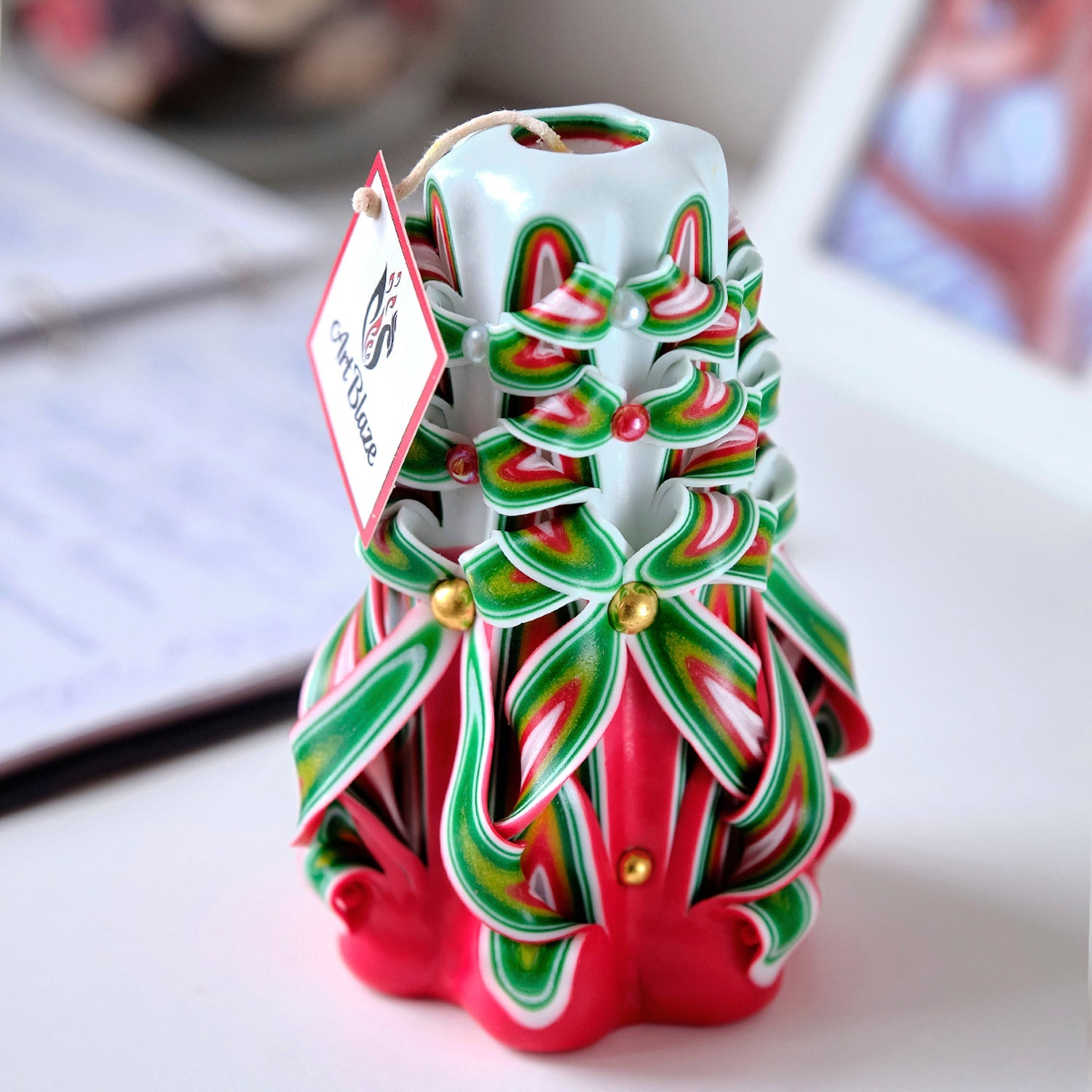 Vela tallada "Cóctel festivo" pequeña