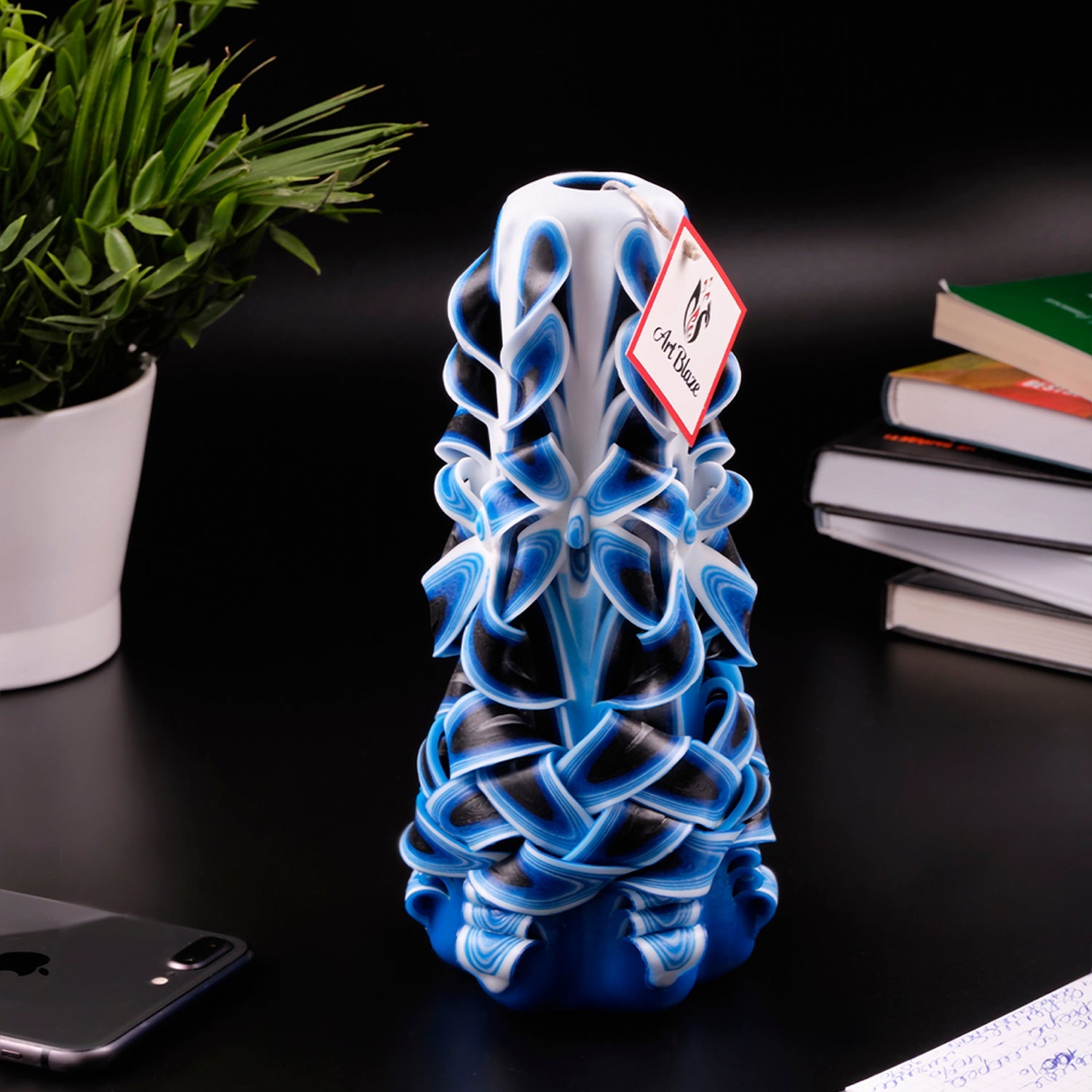 Vela tallada "Ola marina" grande