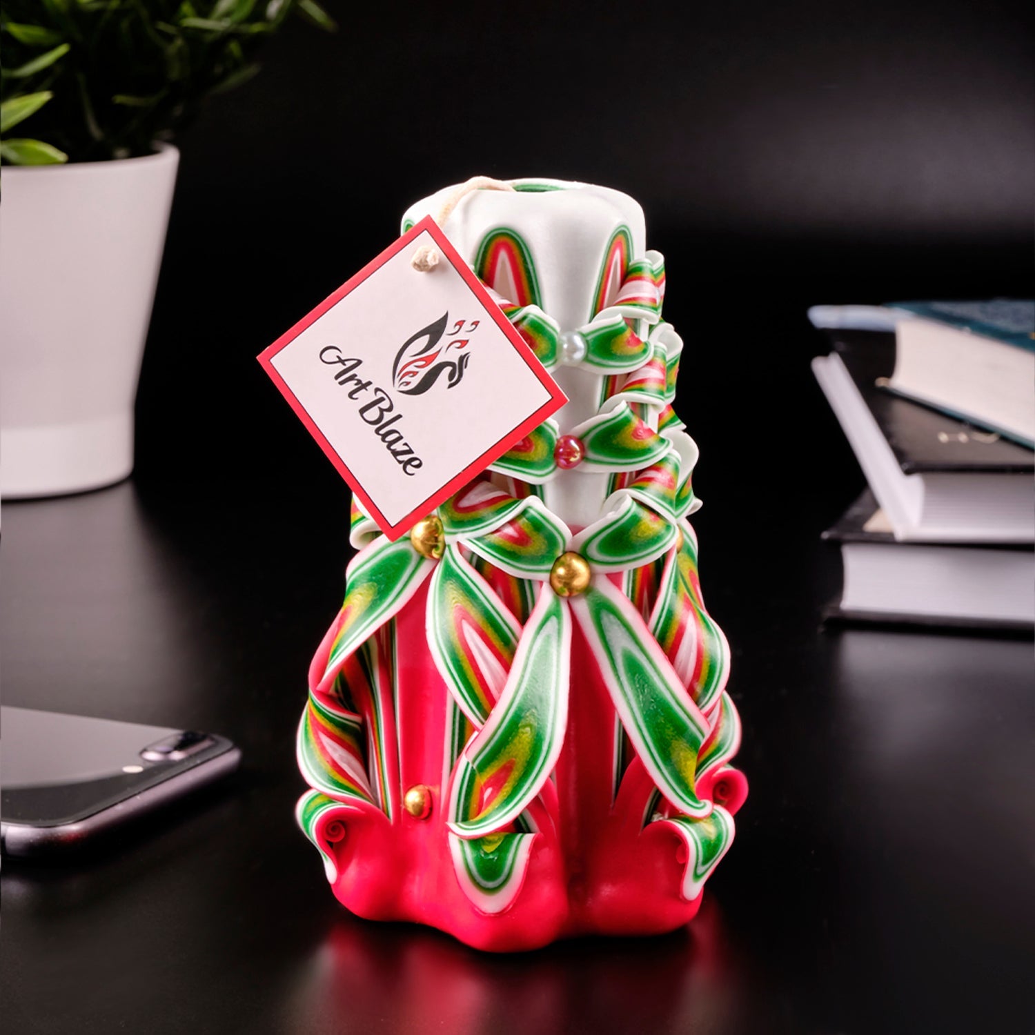 Vela tallada "Cóctel festivo" pequeña