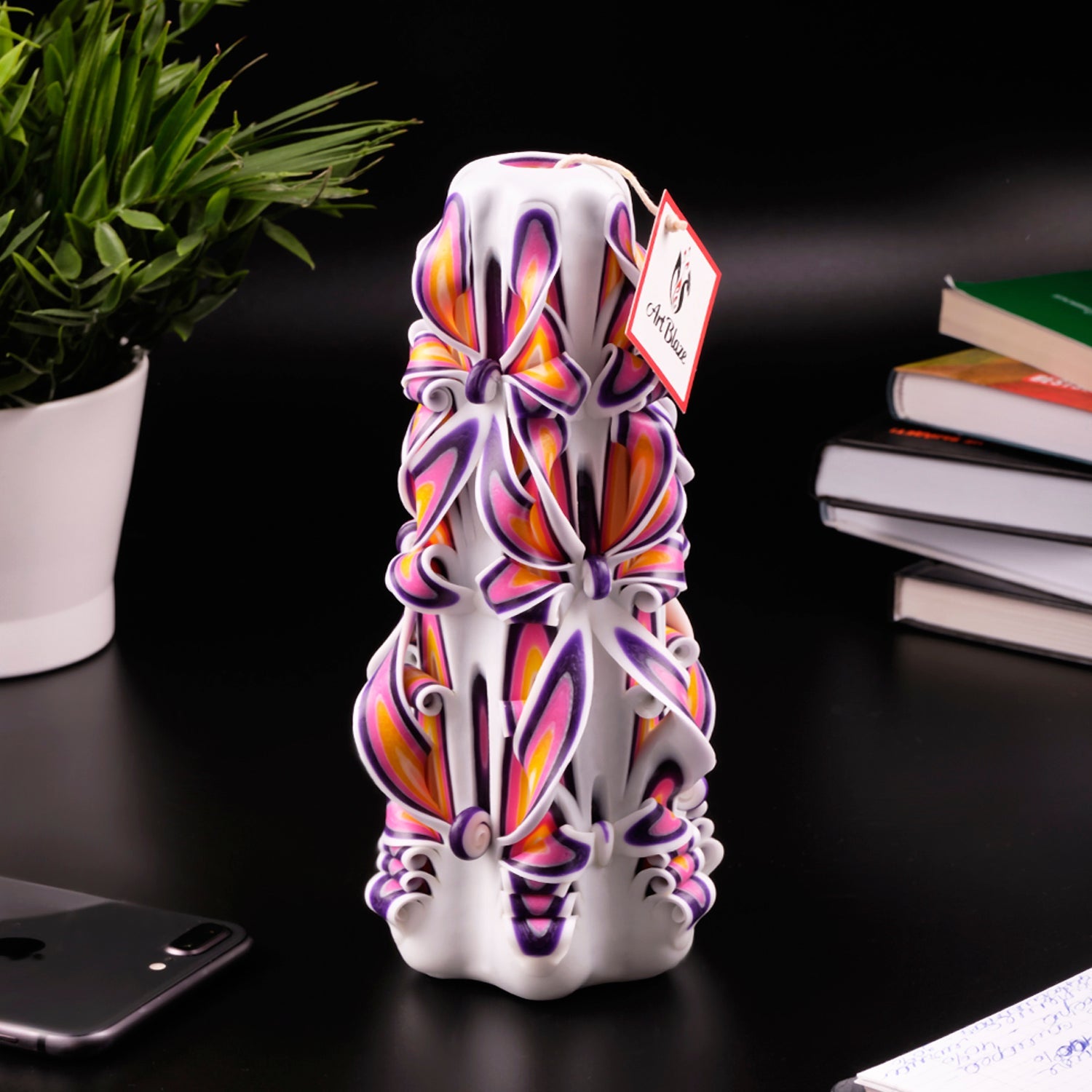 Vela tallada "Perla real" grande