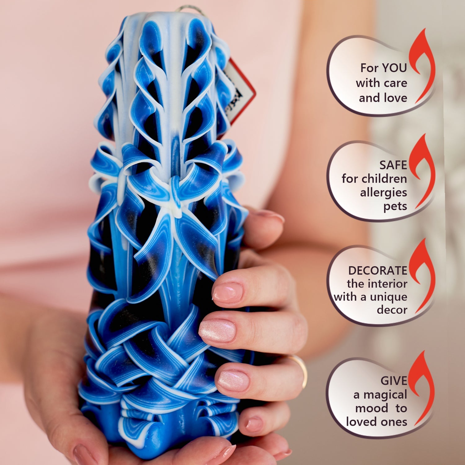 Vela tallada "Ola marina" grande