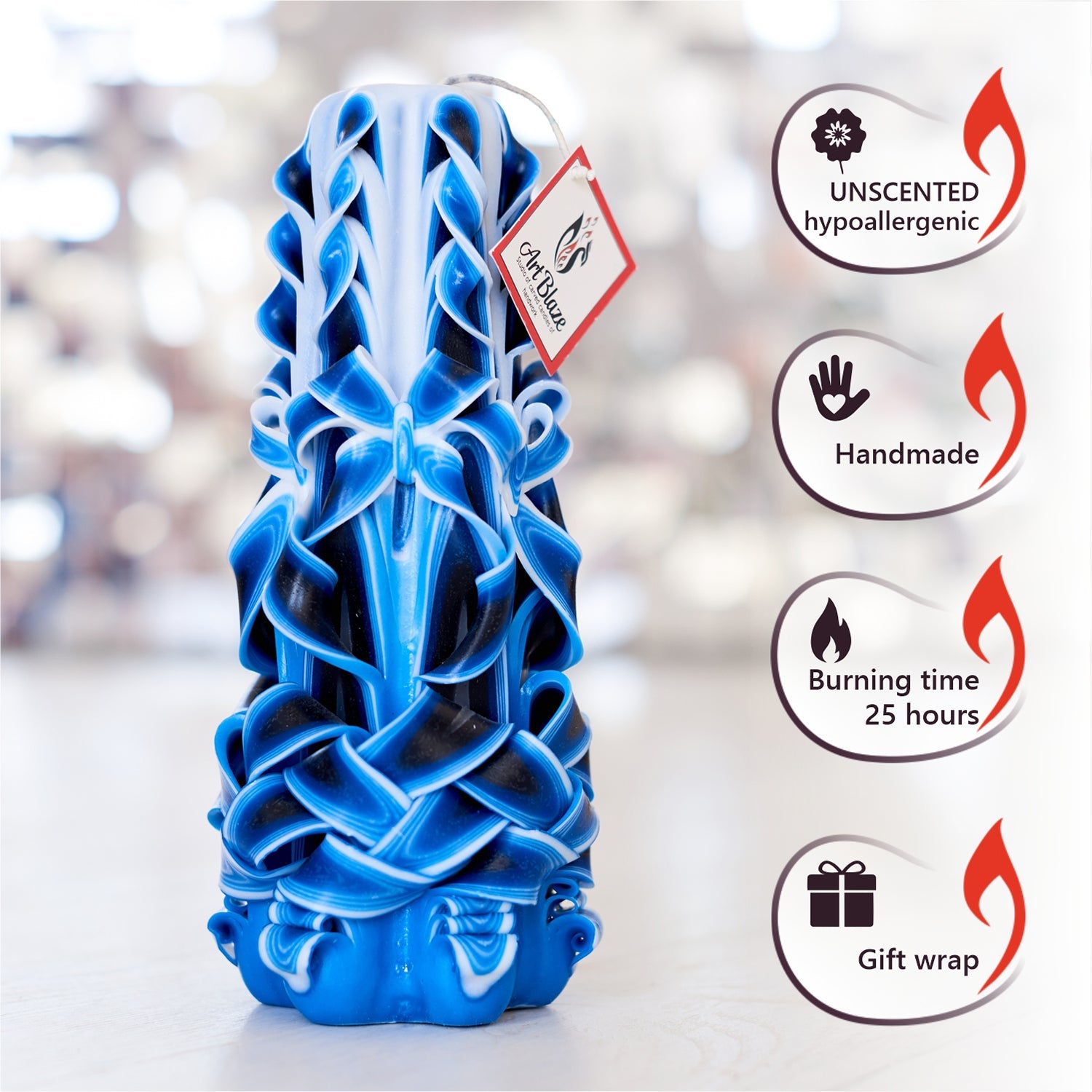 Vela tallada "Ola marina" grande