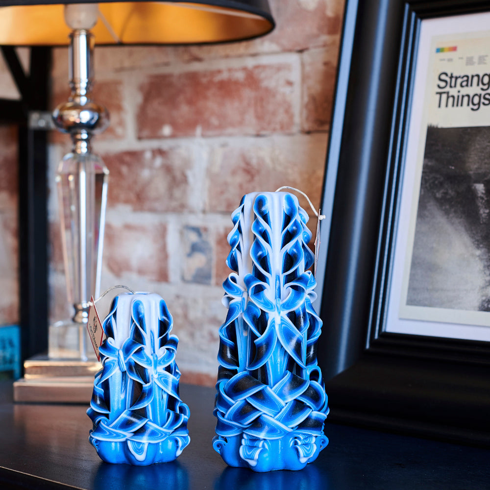 Juego de velas talladas "Ola marina"