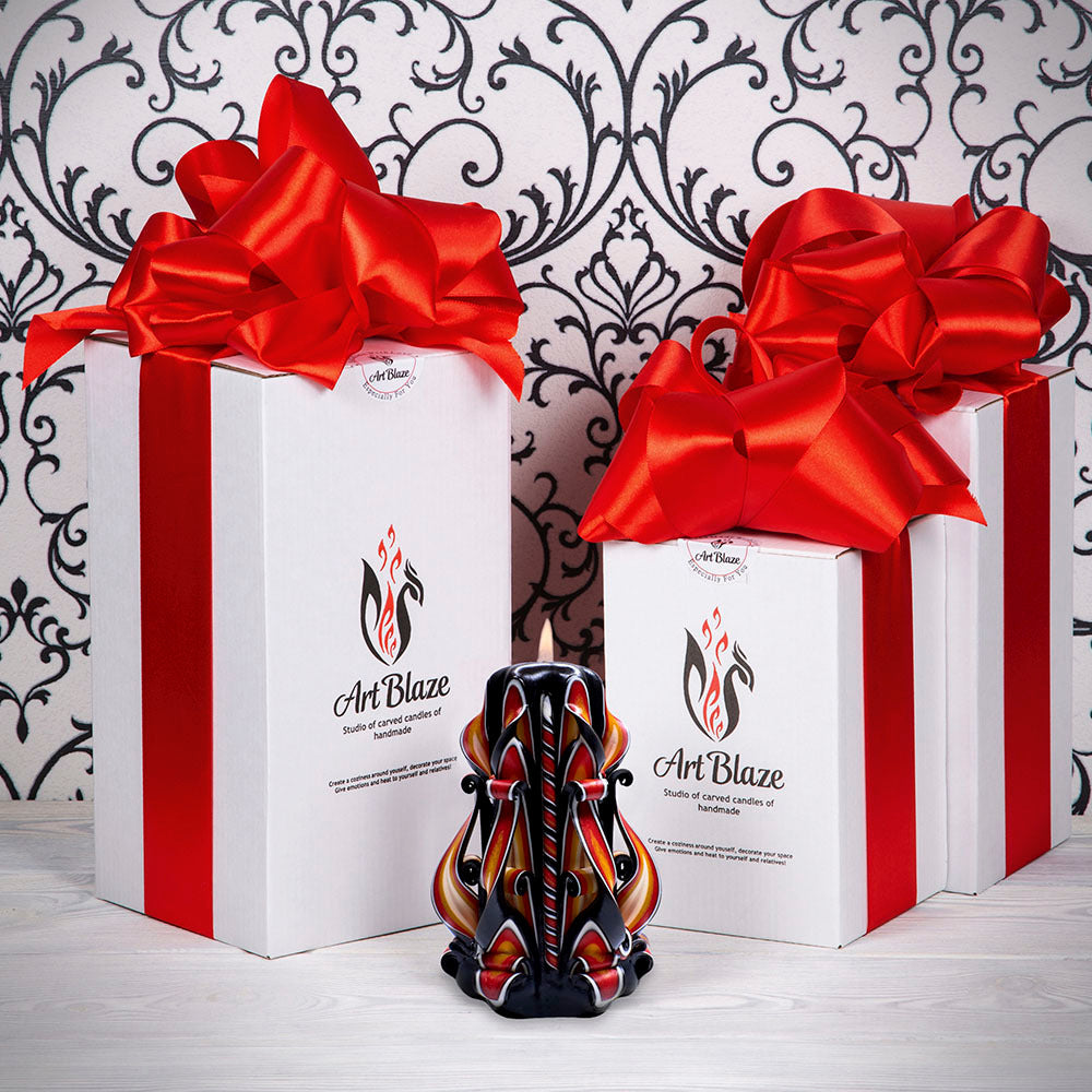 Vela tallada "Llama Ámbar" pequeña