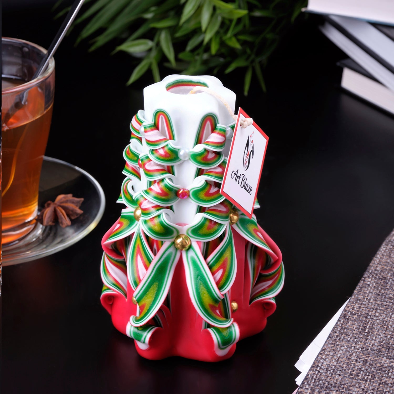 Vela tallada "Cóctel festivo" pequeña