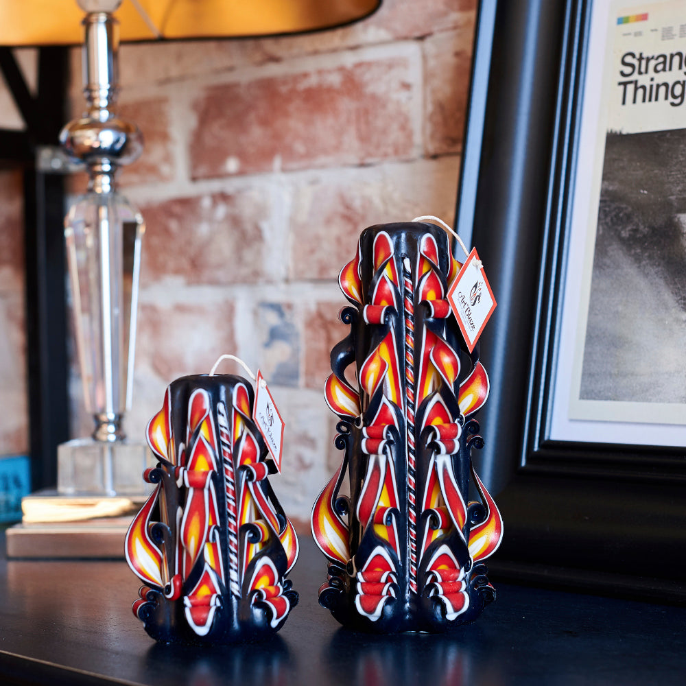 Juego de velas talladas "Llama Ámbar"