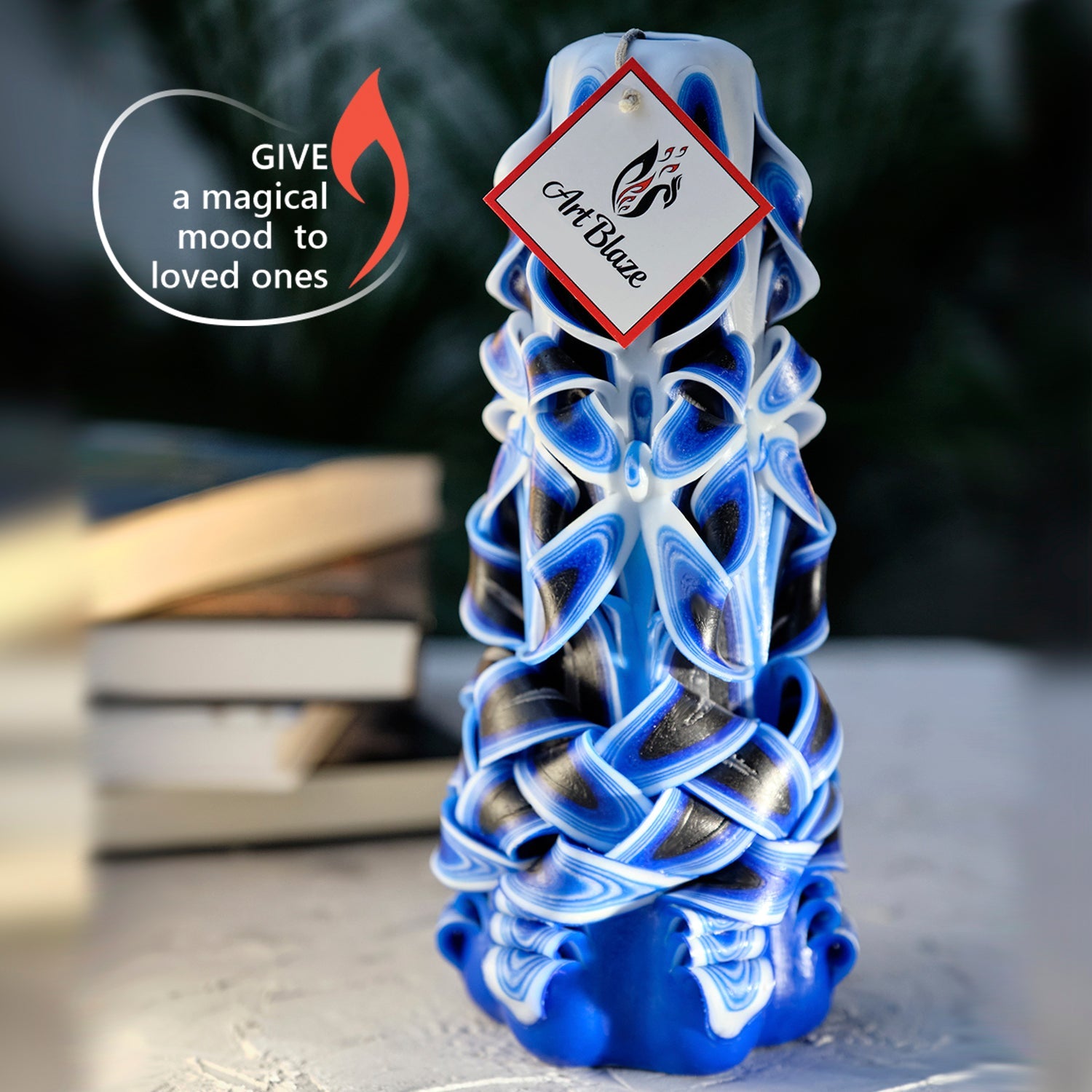 Vela tallada "Ola marina" grande