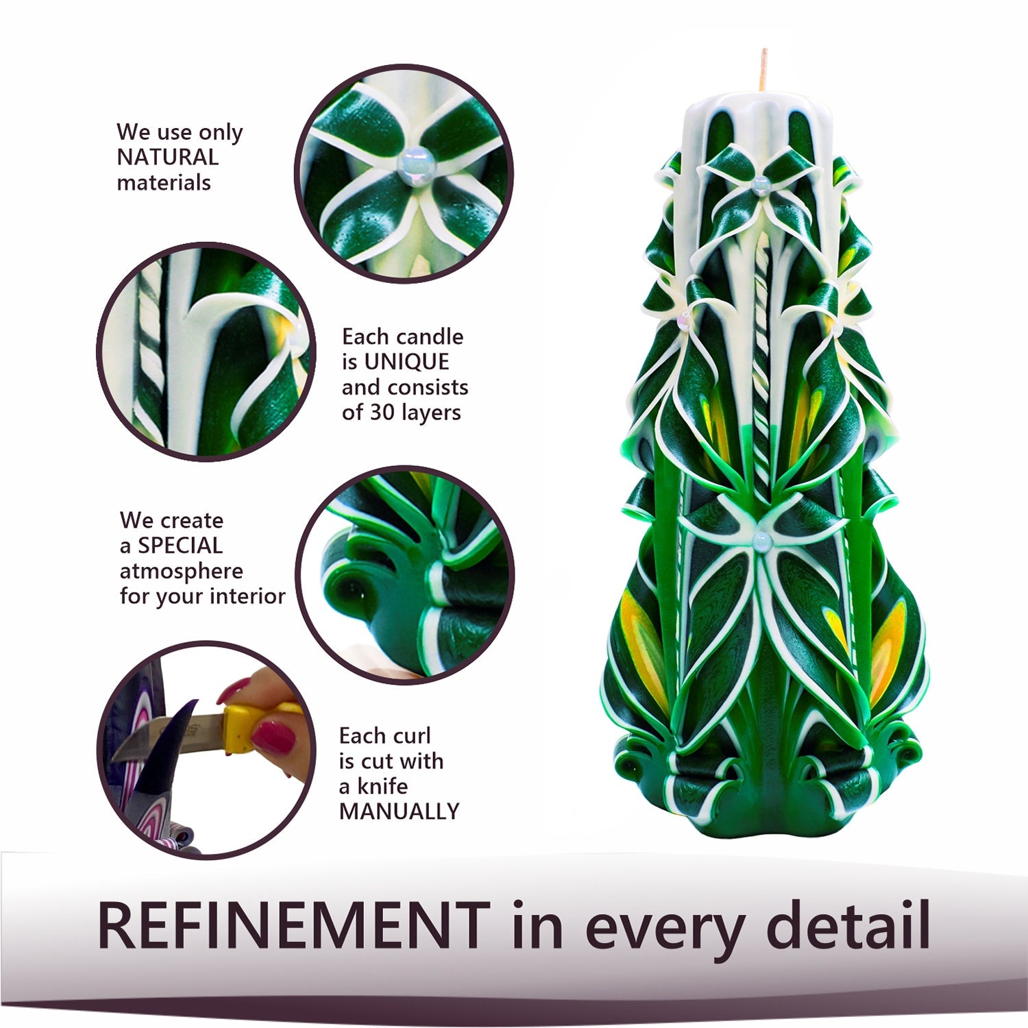 Juego de velas talladas "Campo de verano"