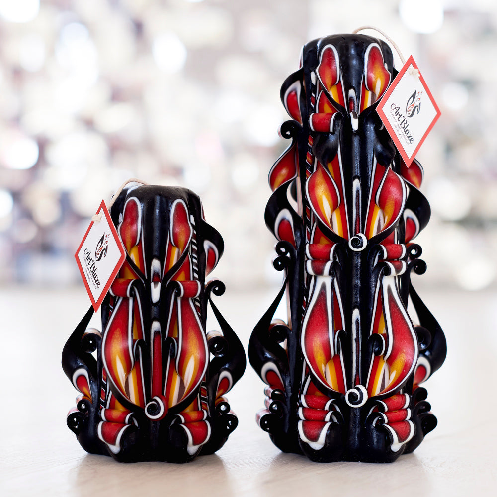 Juego de velas talladas "Llama Ámbar"