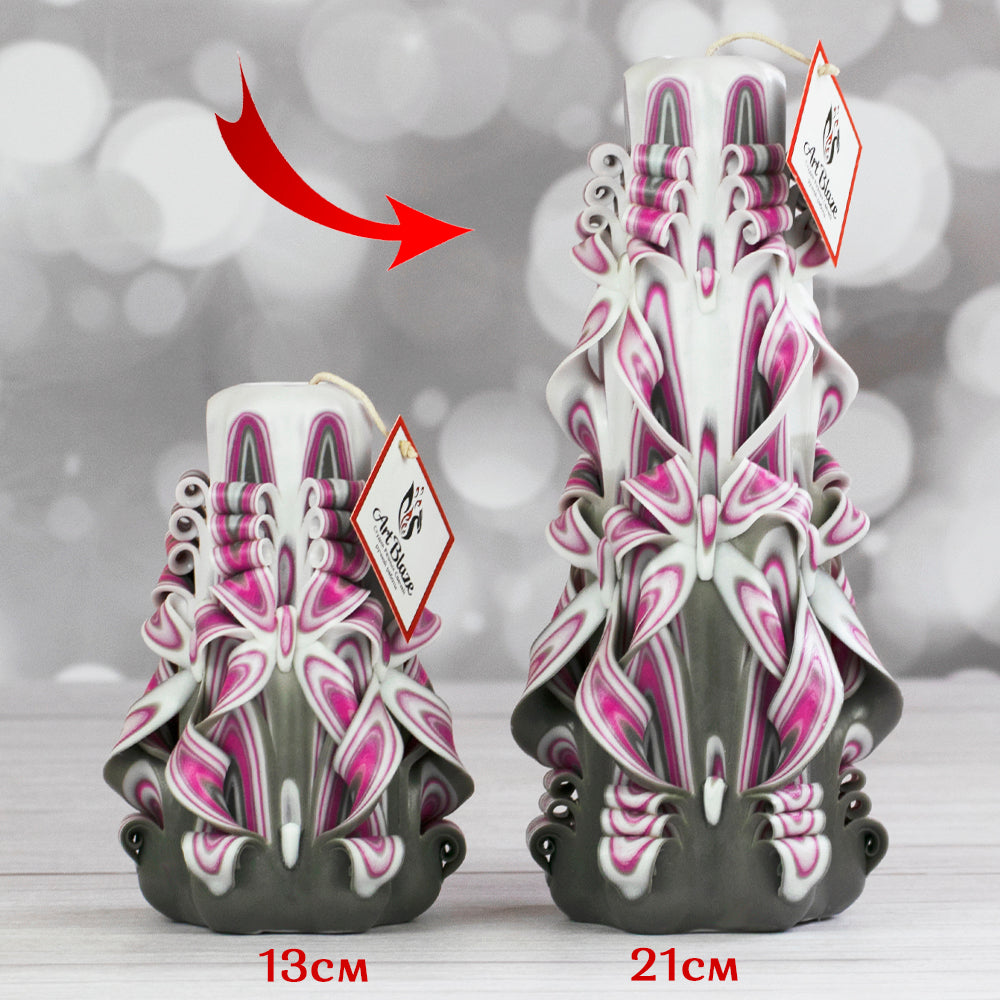 Juego de velas talladas "Niebla de frambuesa"