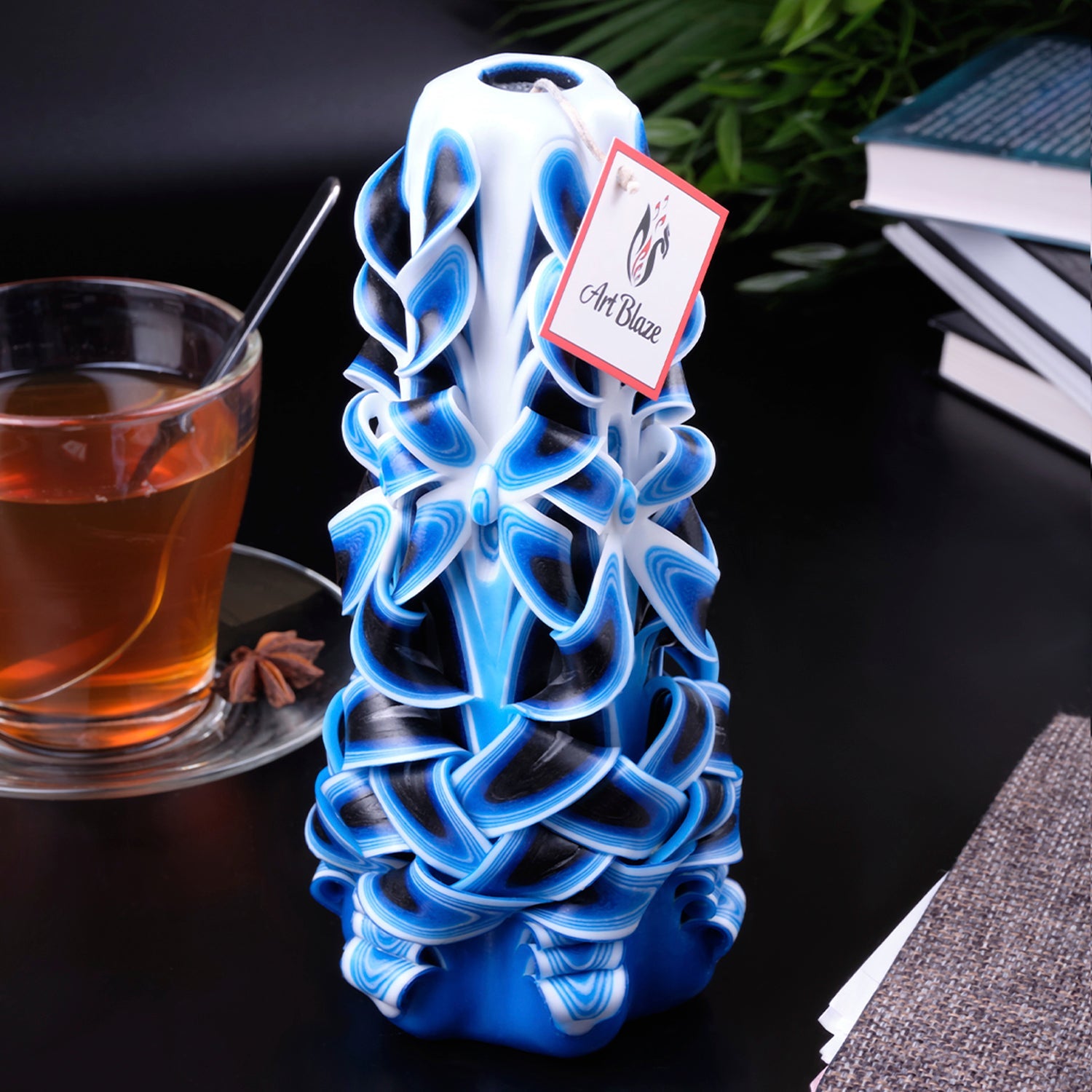 Vela tallada "Ola marina" grande